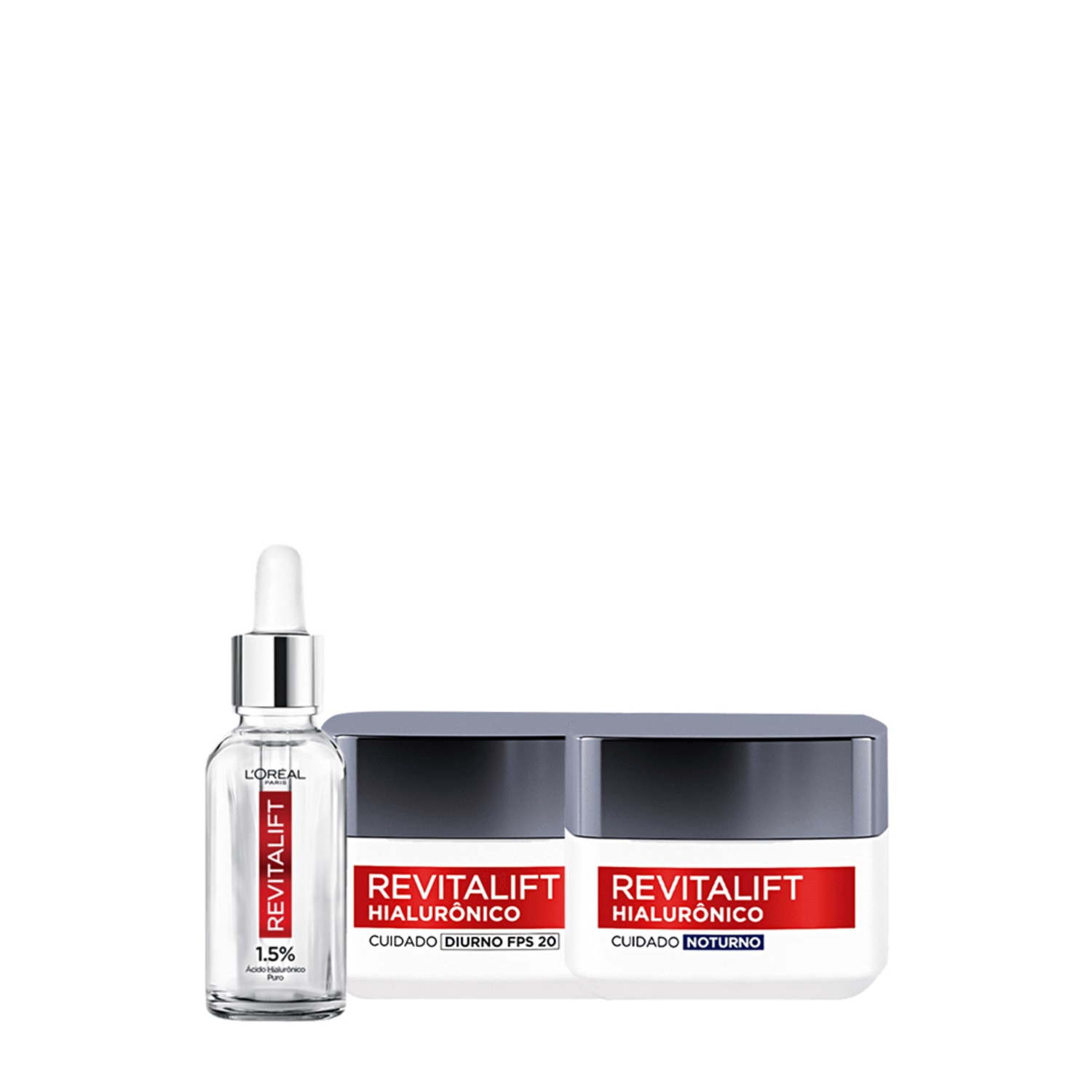Kit L'Oréal Paris Revitalift Sérum e Hialurônico Dia e Noite (3 produtos)
