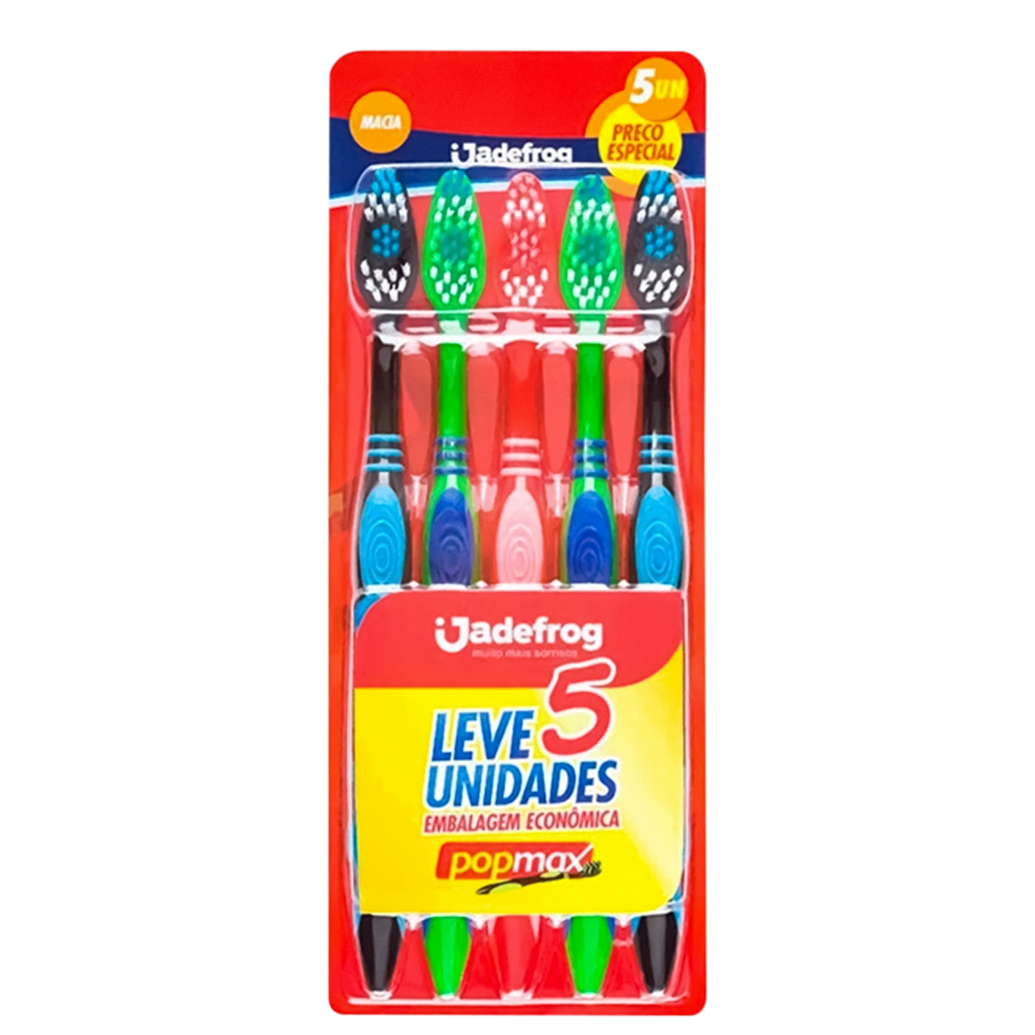 Kit Jadepro Escovas de Dentes Popmax Macia (5 Unidades)