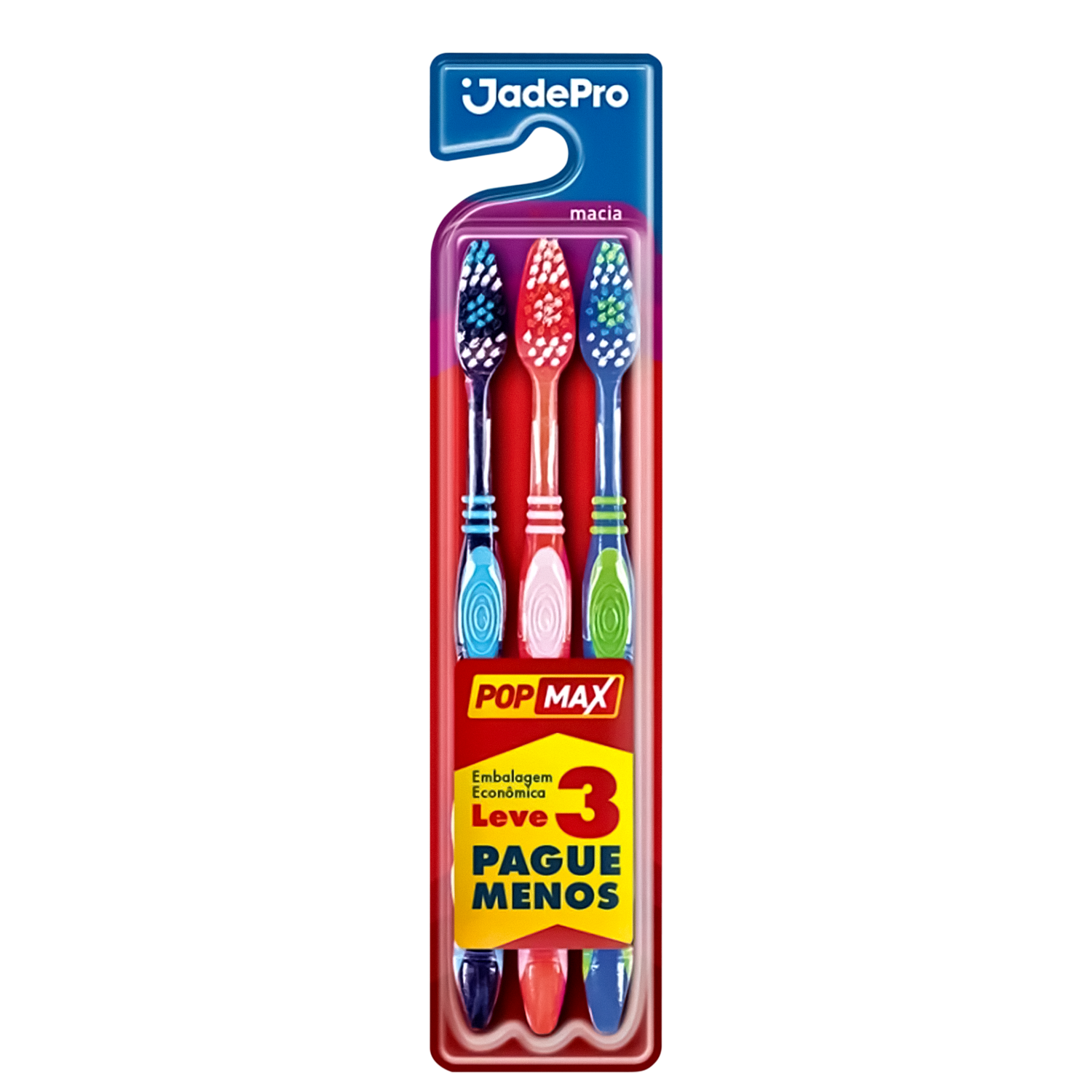 Kit Jadepro Escovas de Dentes Popmax Macia Trio (3 Unidades)