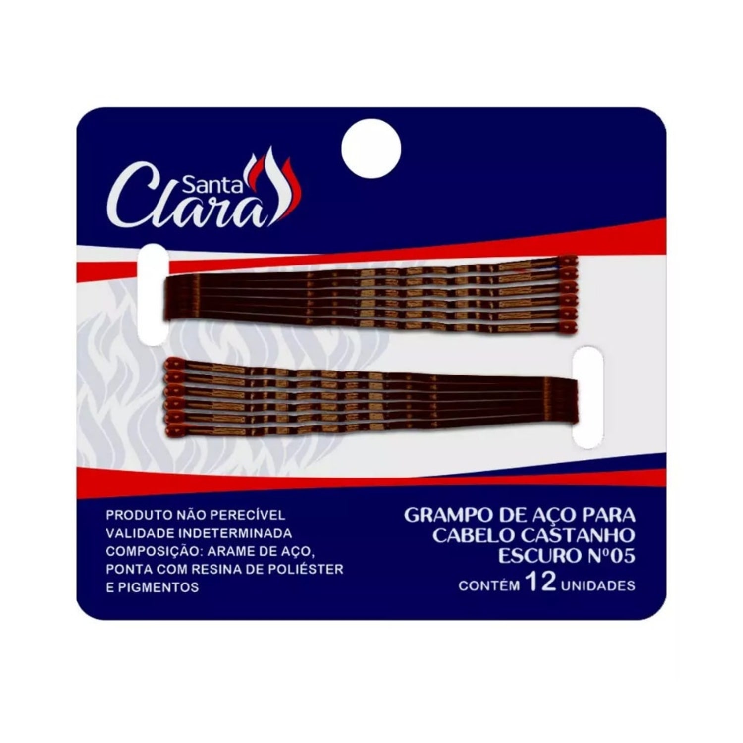 Santa Clara Nº 5 Castanho - Grampo de Cabelo (12 Unidades)
