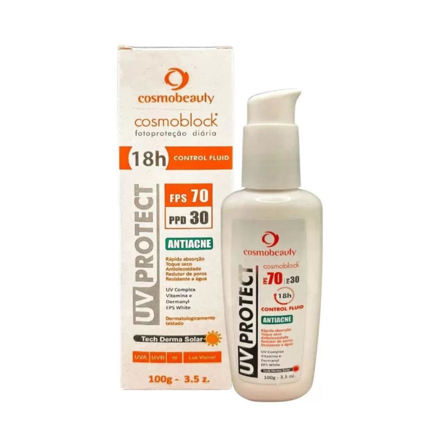 Cosmobeauty Cosmoblock Antiacne FPS 70 PPD 30 - Protetor Solar Facial100g