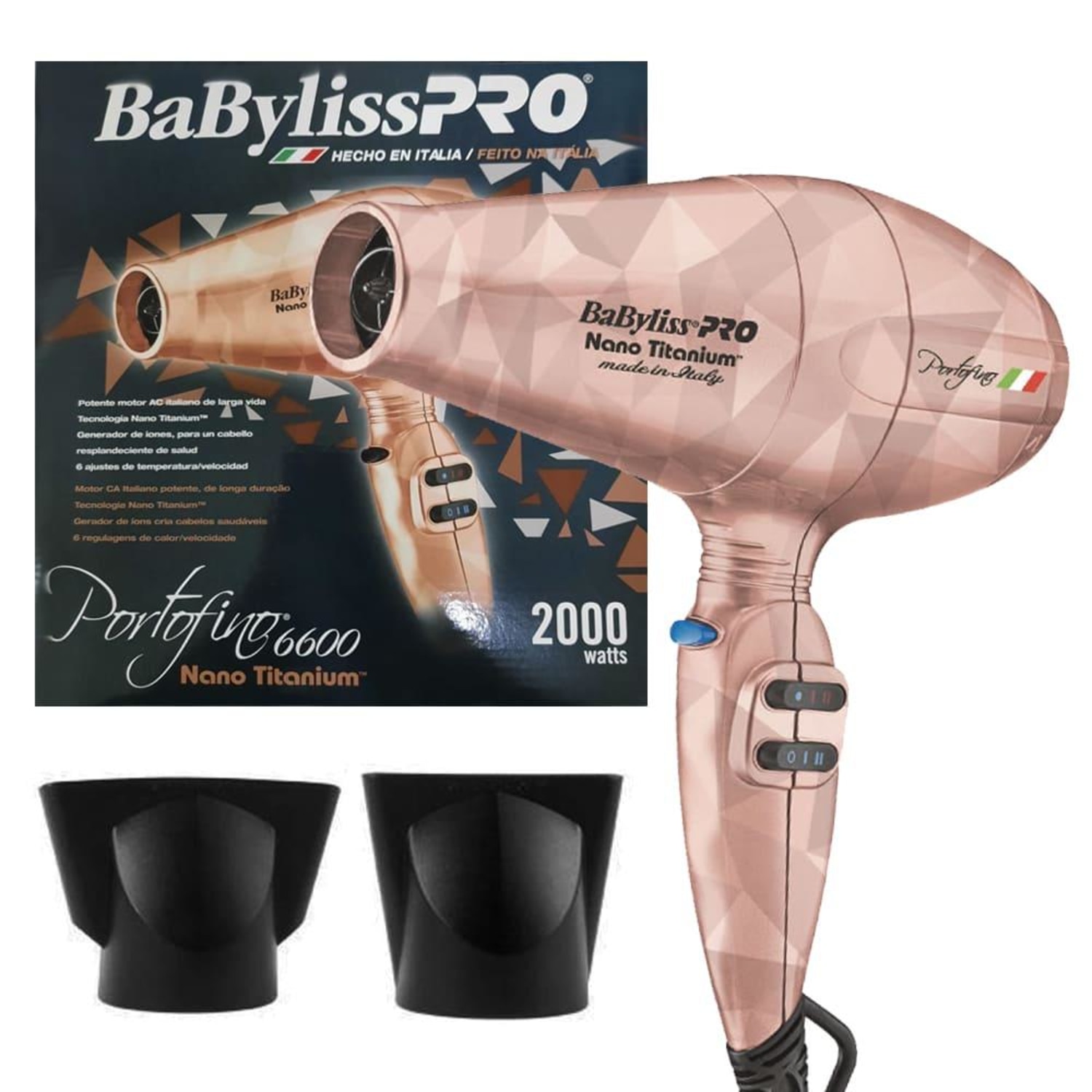 Babyliss Pro Nano Titanium Porto Fino 6600 Vetro Rose - Secador de Cabelos