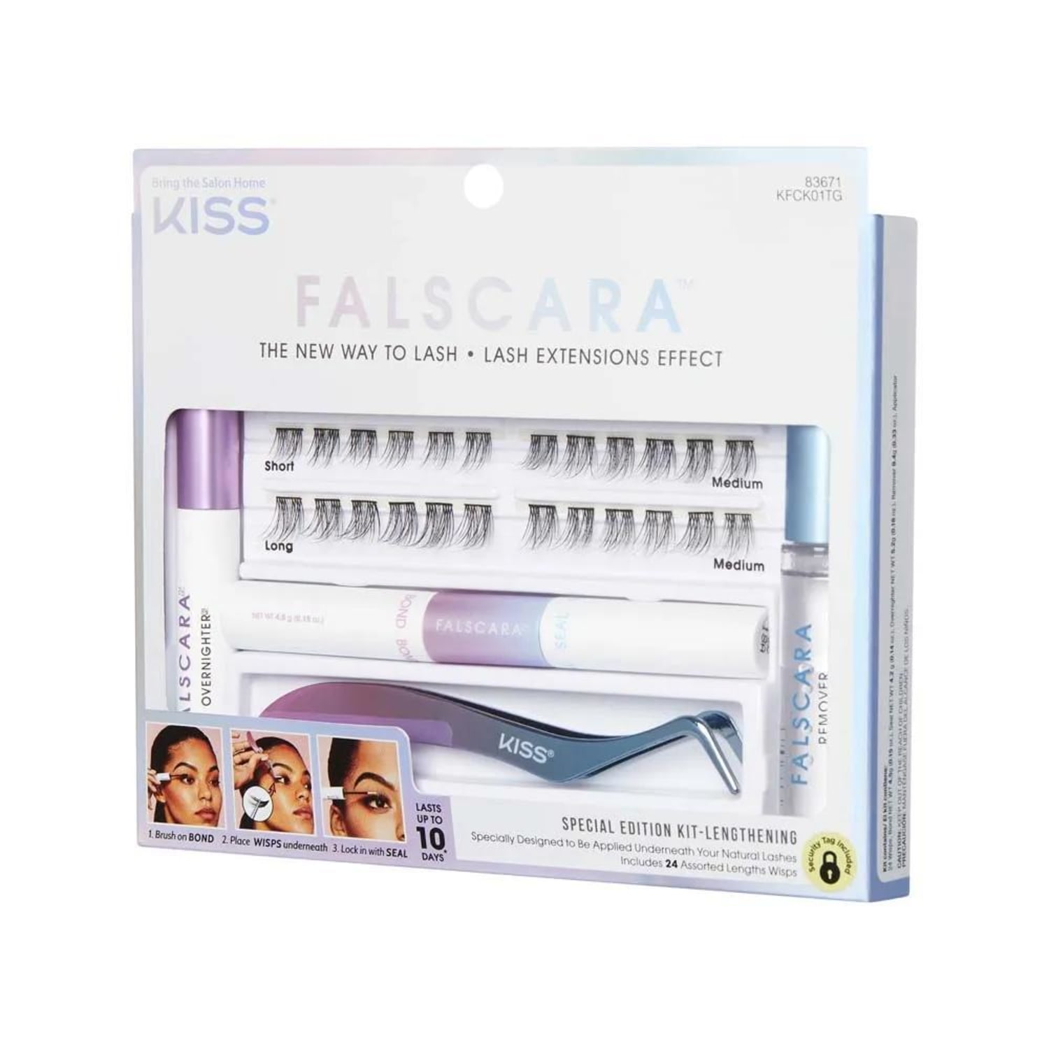 Kit Kiss New York Falscara Iniciante Cílios Postiços Completo (5 Produtos)