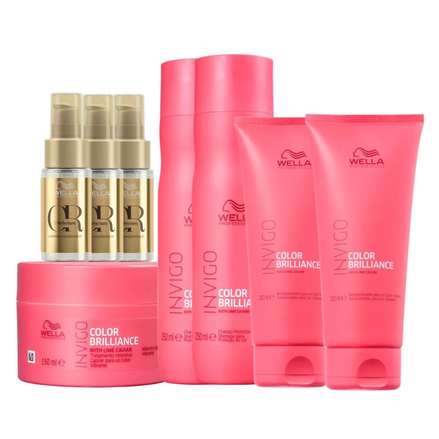 Kit Wella Professionals Invigo Color Brilliance + Oil Reflections Power Care (8 Produtos)