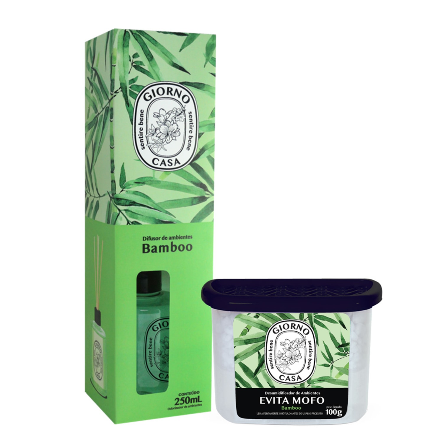 Kit Giorno Casa Sentire Bene Bamboo Difusor e Desumidificador de Ambientes (2 produtos)