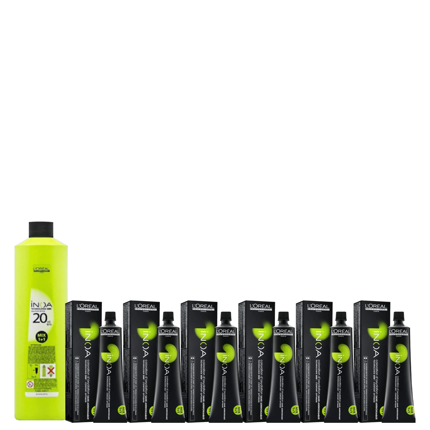 Kit L'Oréal Professionnel Inoa Oxidante 20 Volumes + Coloração 7.0 (7 Produtos)