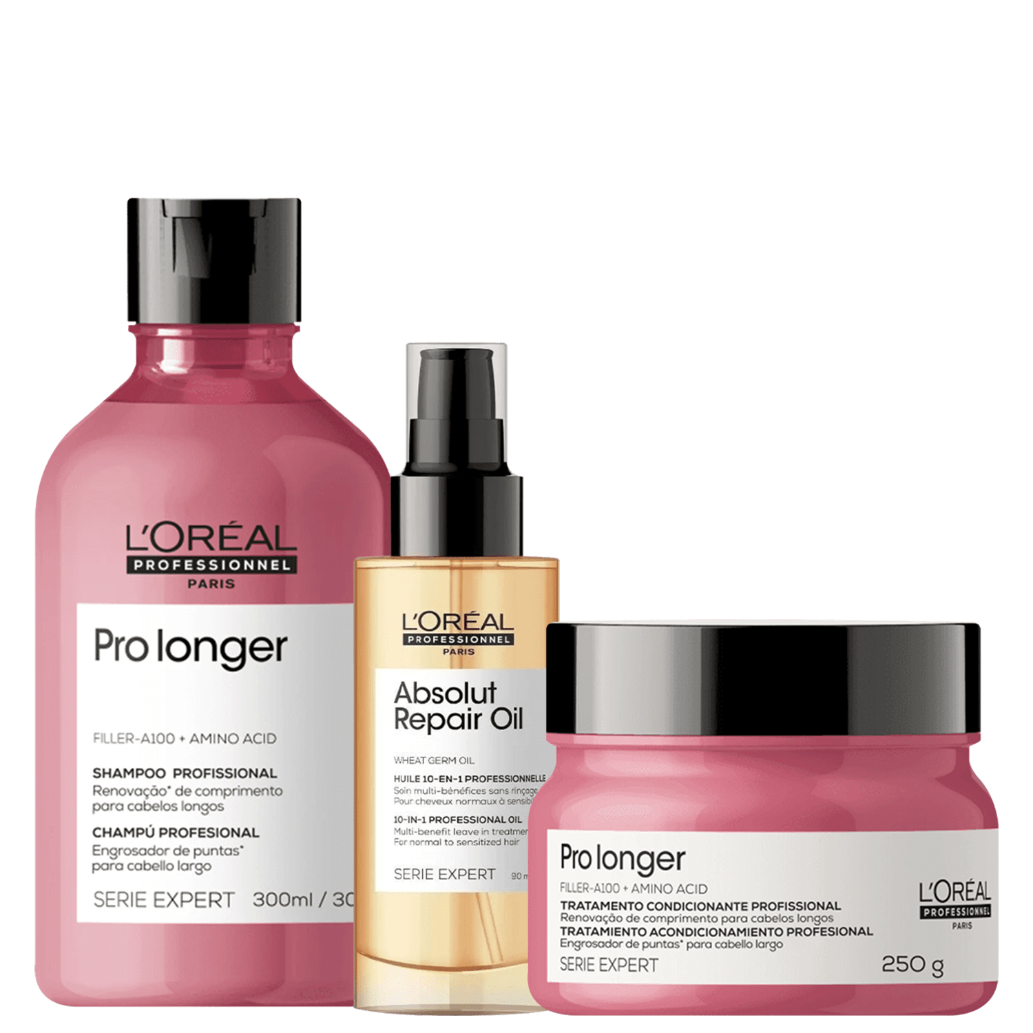 Kit L'Oréal Professionnel Serie Expert Pro Longer + Absolut Repair Triplo (3 Produtos)