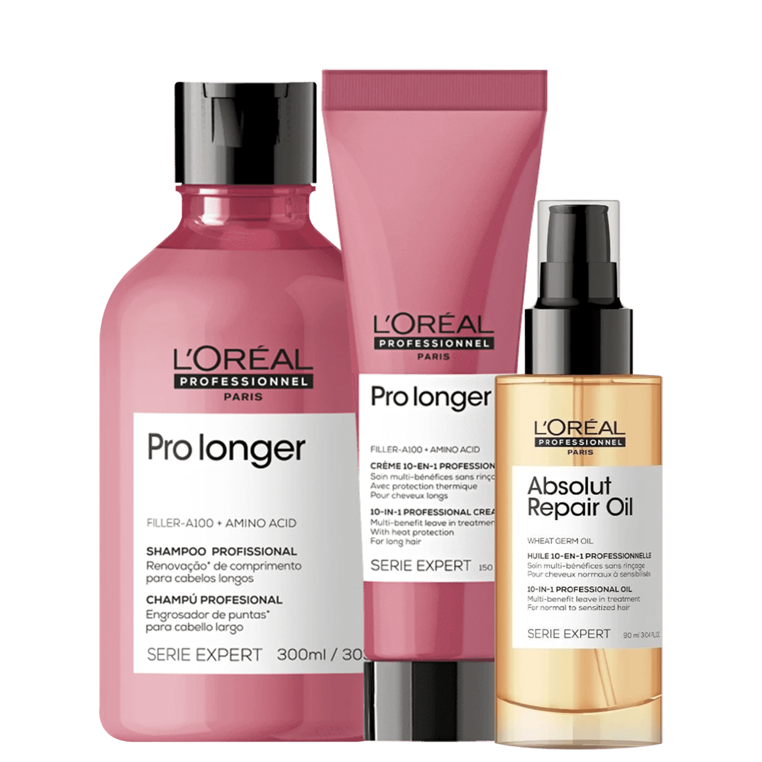 Kit L'Oréal Professionnel Pro Longer + Absolut Repair Trio (3 Produtos)