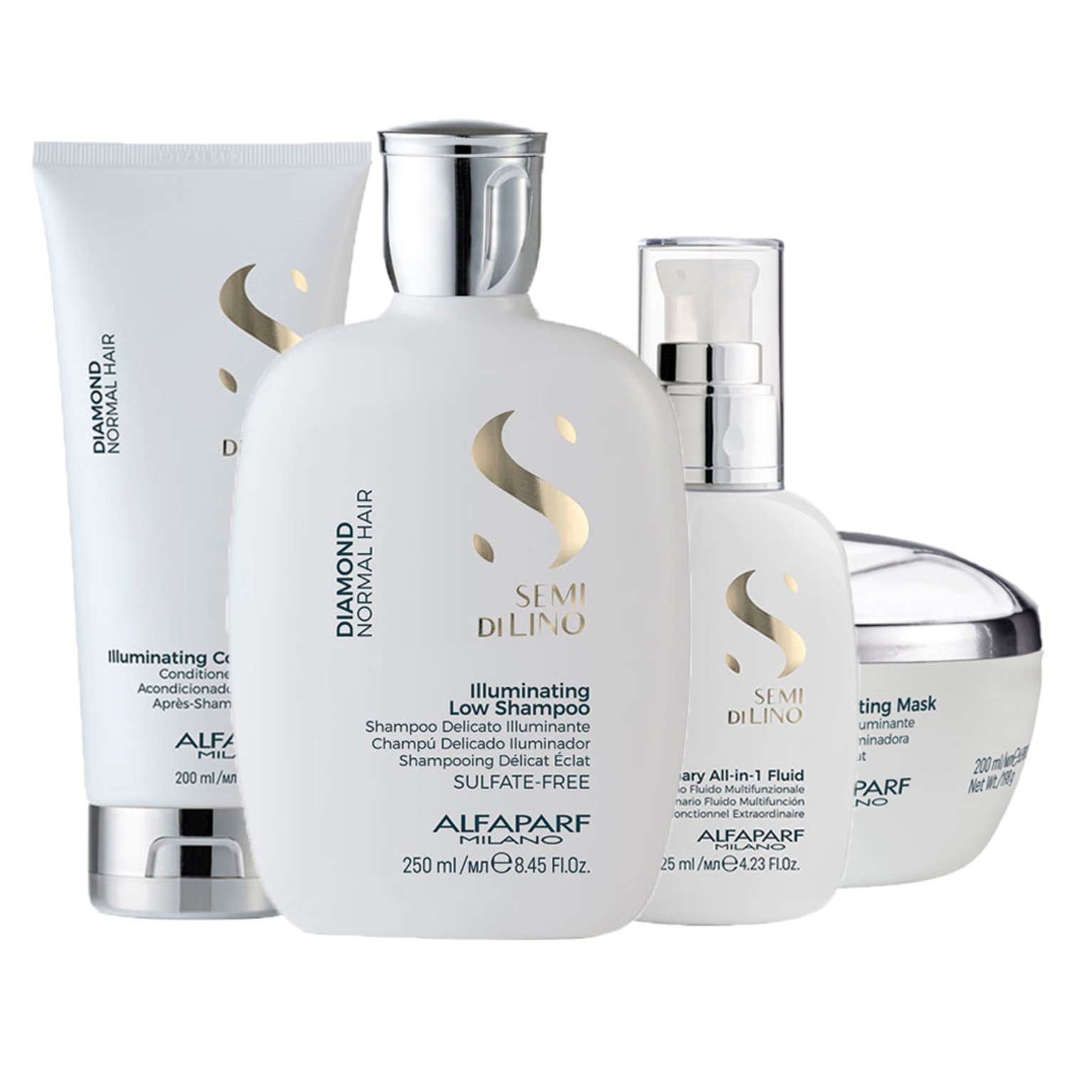 Kit Alfaparf Semi Di Lino Diamond Quarteto Extraordinário (4 Produtos)