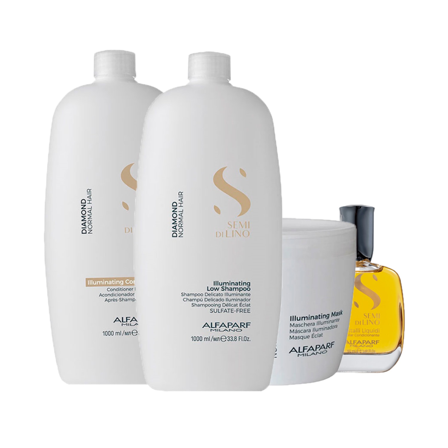 Kit Alfaparf Semi Di Lino Diamond Cristalli Sublime Salon (4 Produtos)