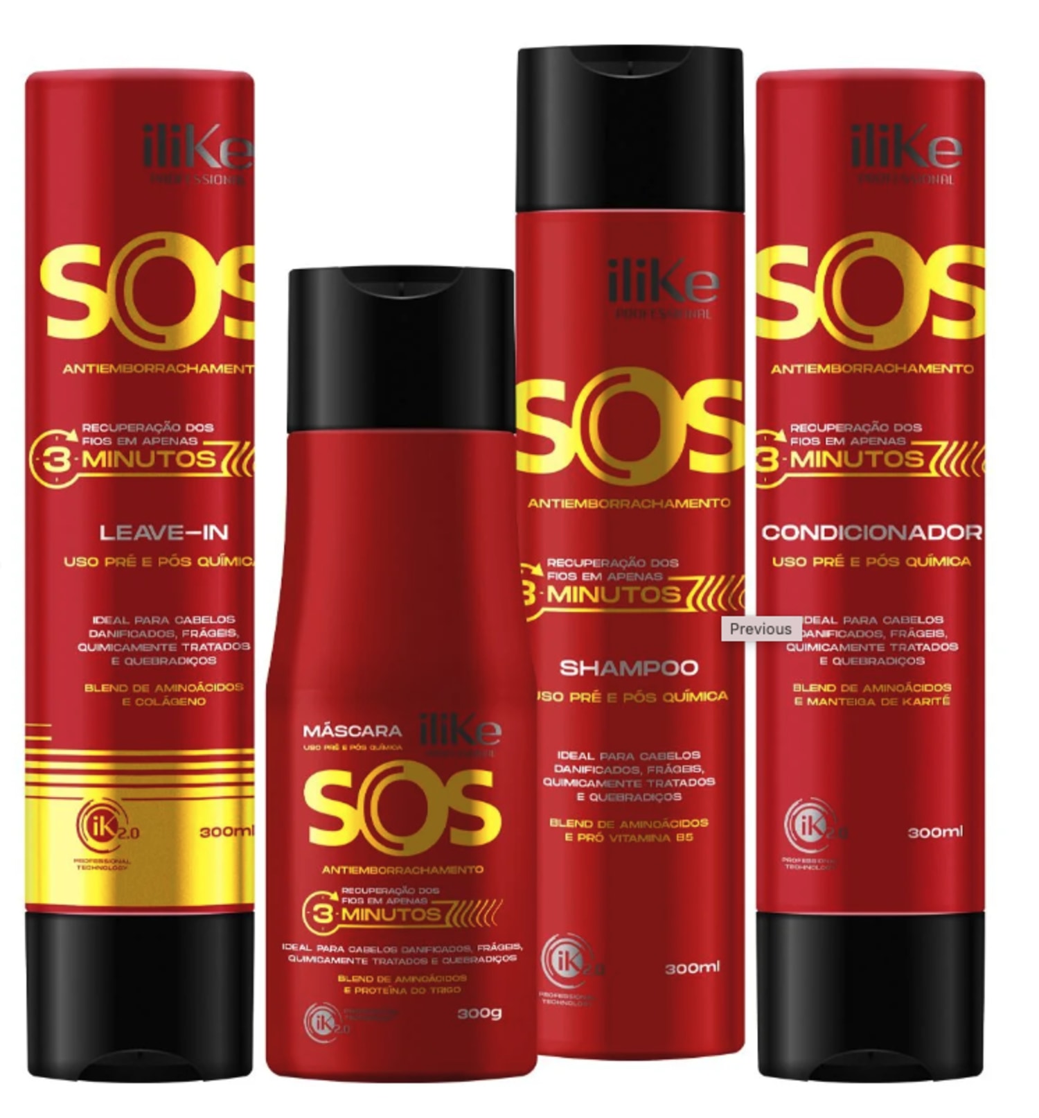Kit iLike Professional SOS Antiemborrachamento Quarteto Care (4 Produtos)