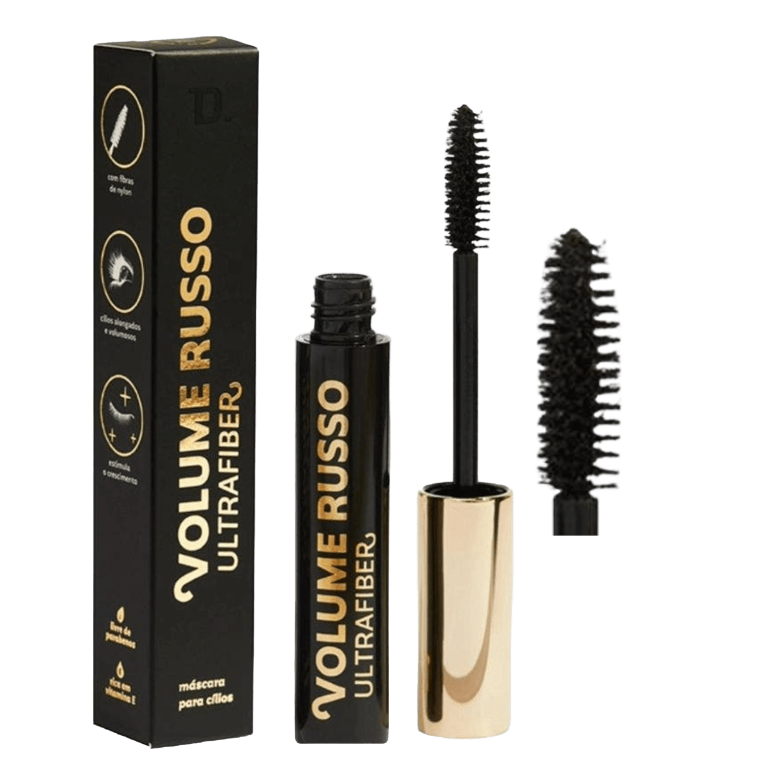 Dailus Volume Russo Ultrafiber Preto - Máscara de Cílios 6g