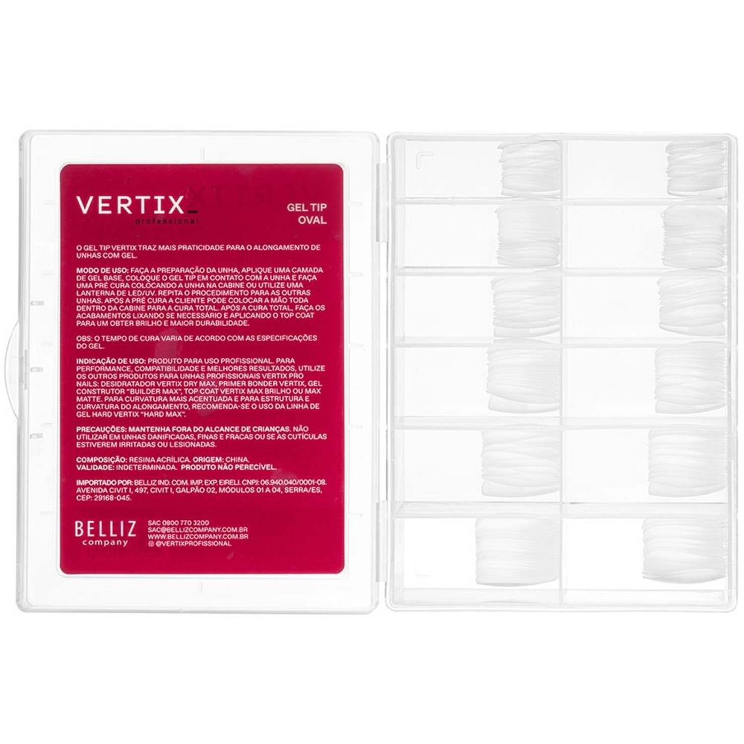 Vertix Pro Nails Oval - Gel Tip para Alongamento de Unhas (240 Unidades)