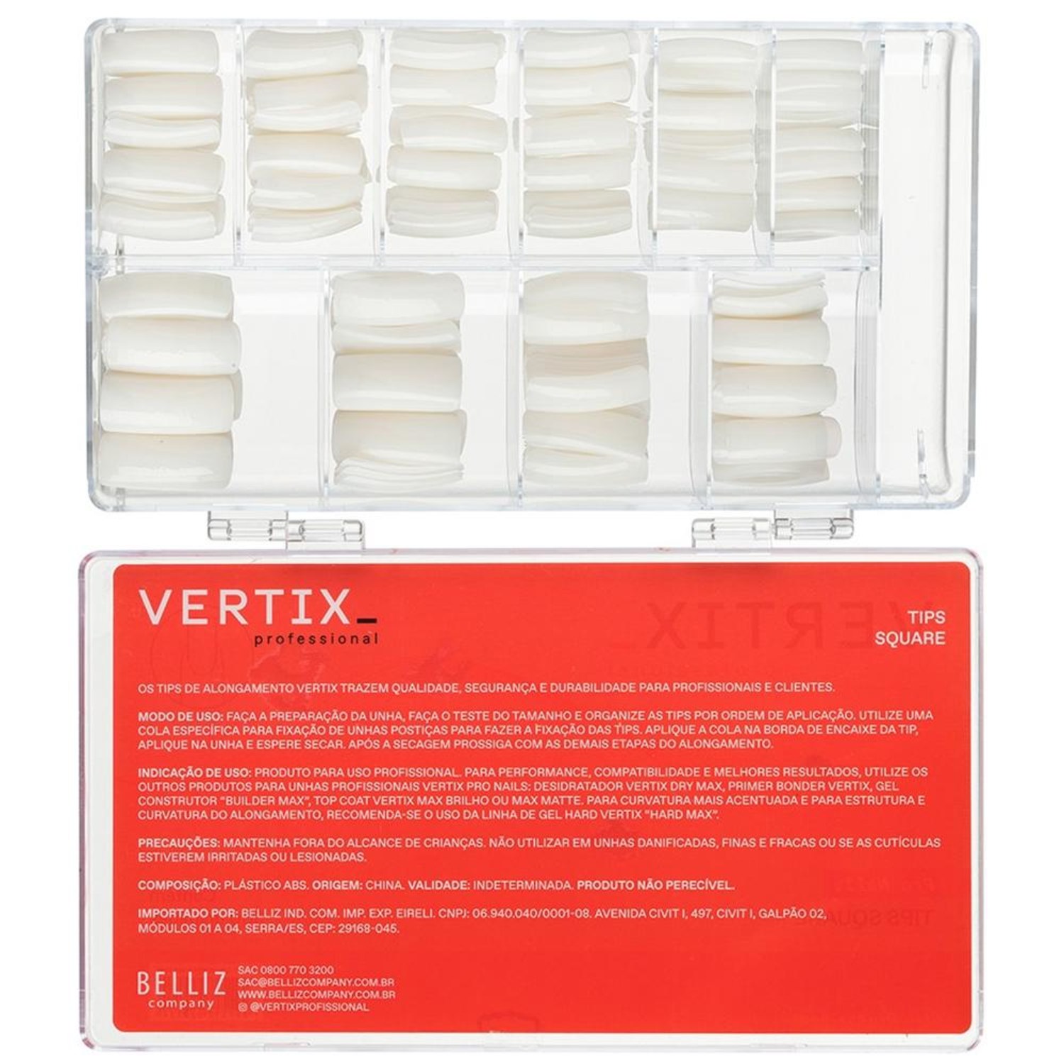 Vertix Pro Nails Square - Tips para Alongamento de Unha (500 Unidades)