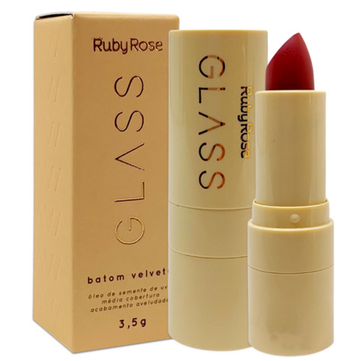 Batom Bastão Velvety BG03 Glass Ruby Rose HB-548-3