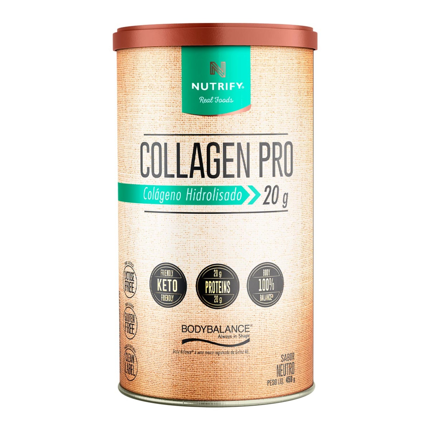 Nutrify Collagen Pro Colágeno Hidrolisado 20g Neutro - Suplemento Alimentar em Pó 450g