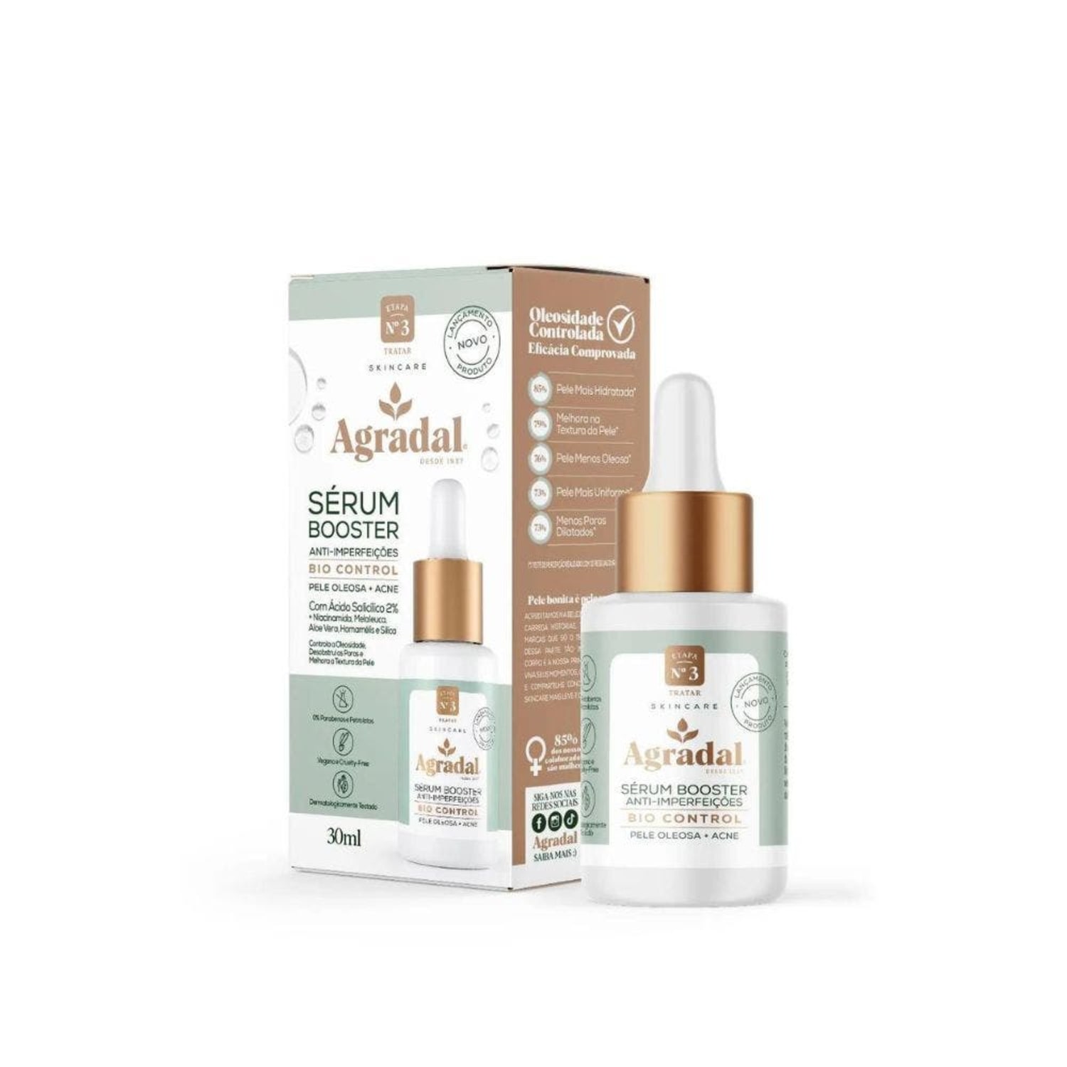 Sérum Facial Booster Agradal Antioleosidade Bio Control 30ml