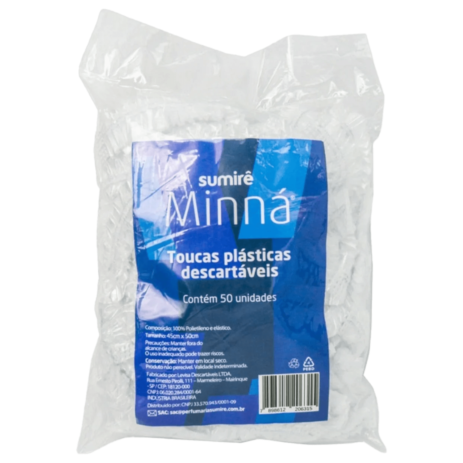 Touca Plástica Descartável Minná 50un