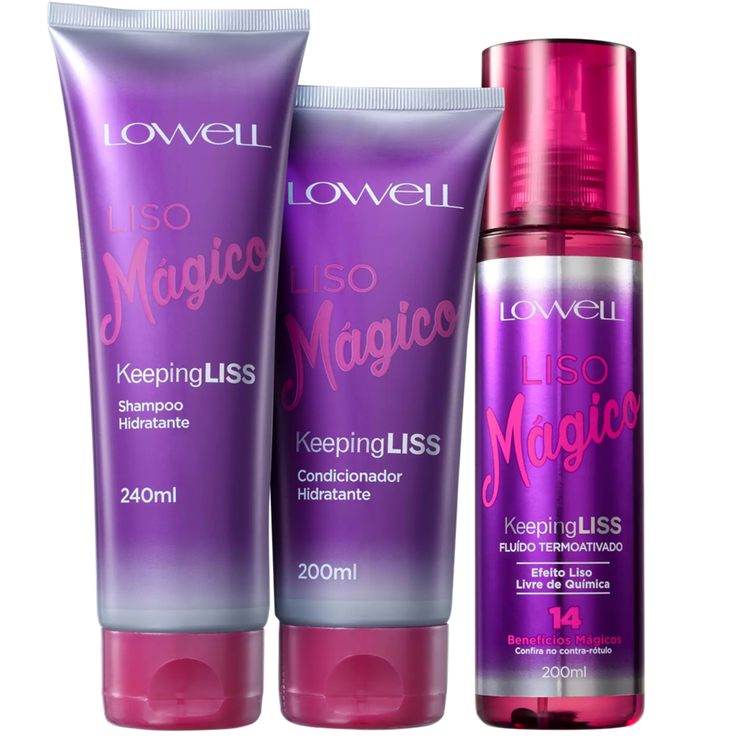 Kit Lowell Liso Mágico Keeping Liss Triplo (3 Produtos)