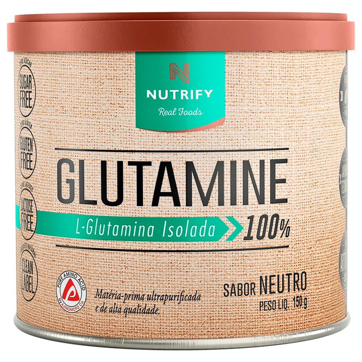 Nutrify Glutamine L-Glutamina Isolada 100% Neutro - Suplemento Alimentar em Pó 150g