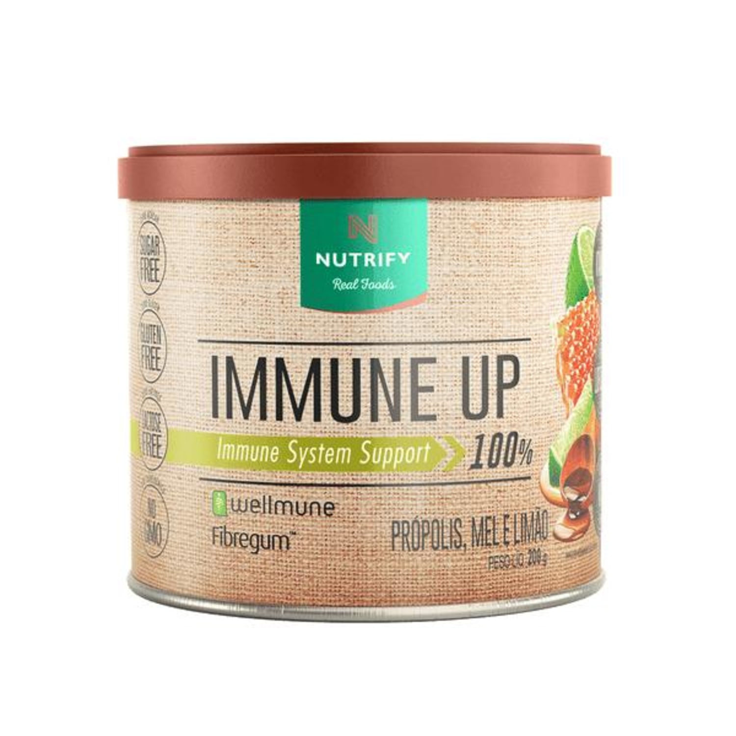 Nutrify Immune Up Immune System Support 100% Própolis, Mel e Limão - Suplemento Alimentar em Pó 200g