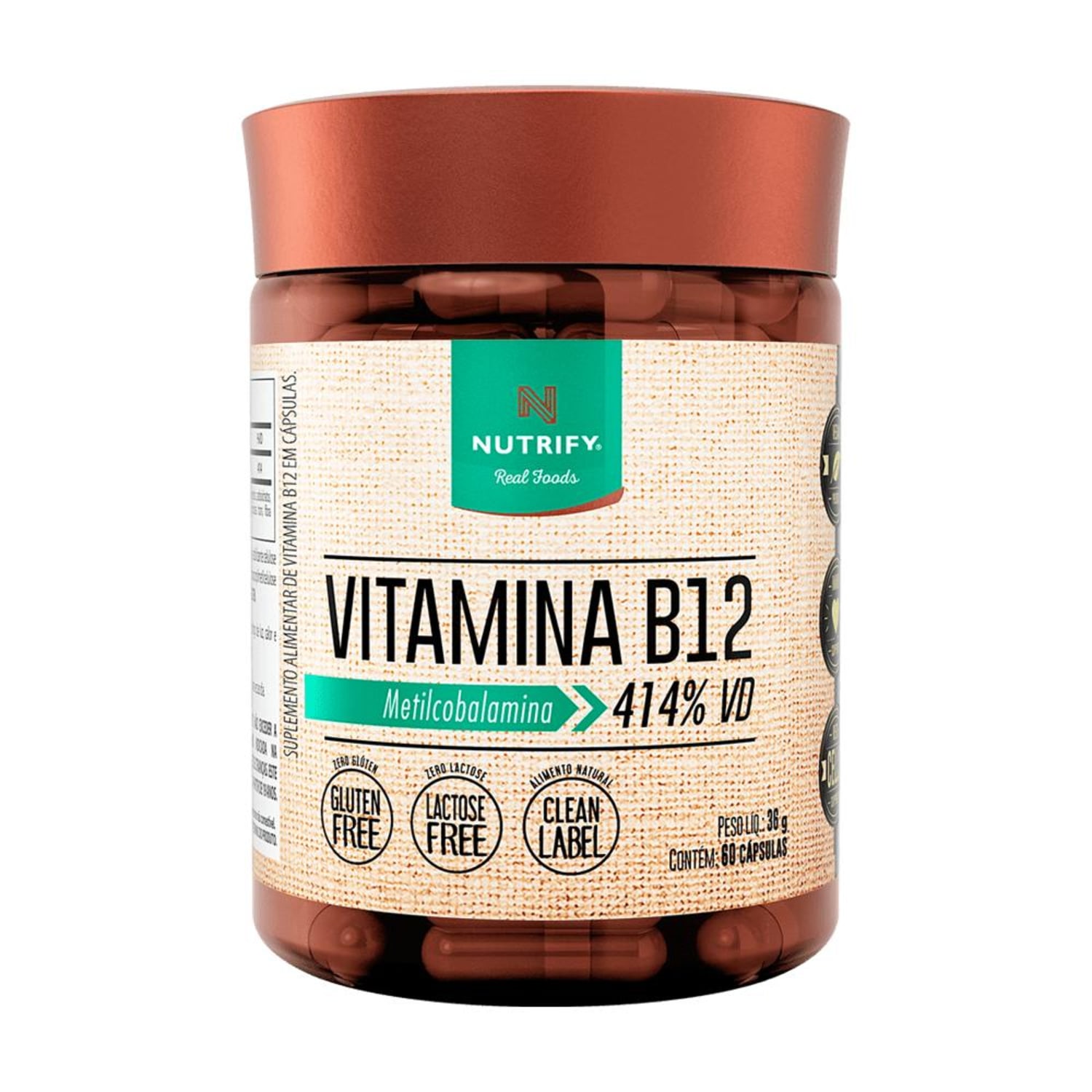 Nutrify Vitamina B12 Metilcobalamina 414% VD - Suplemento Vitamínico (60 Cápsulas)