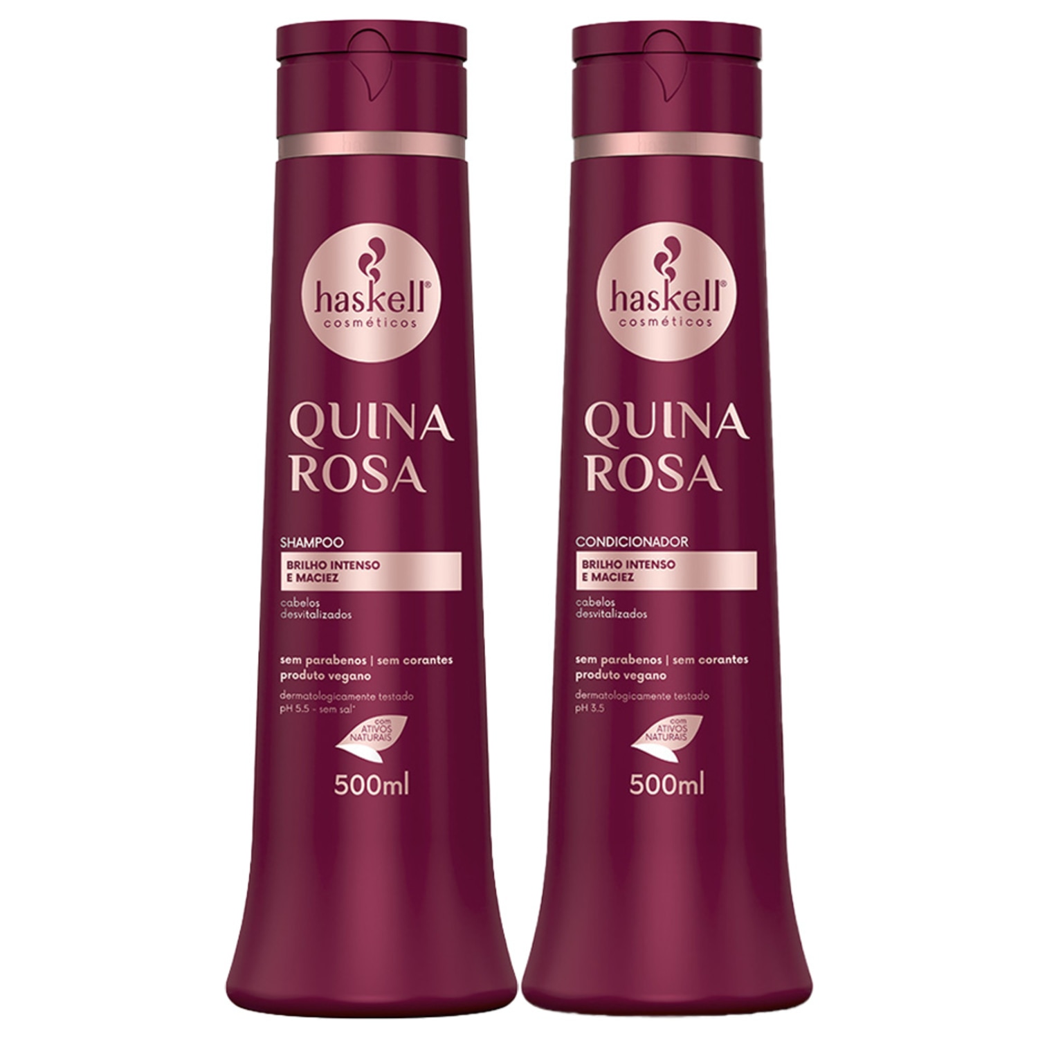 Kit Haskell Quina Rosa Brilho e Maciez (2 Produtos)
