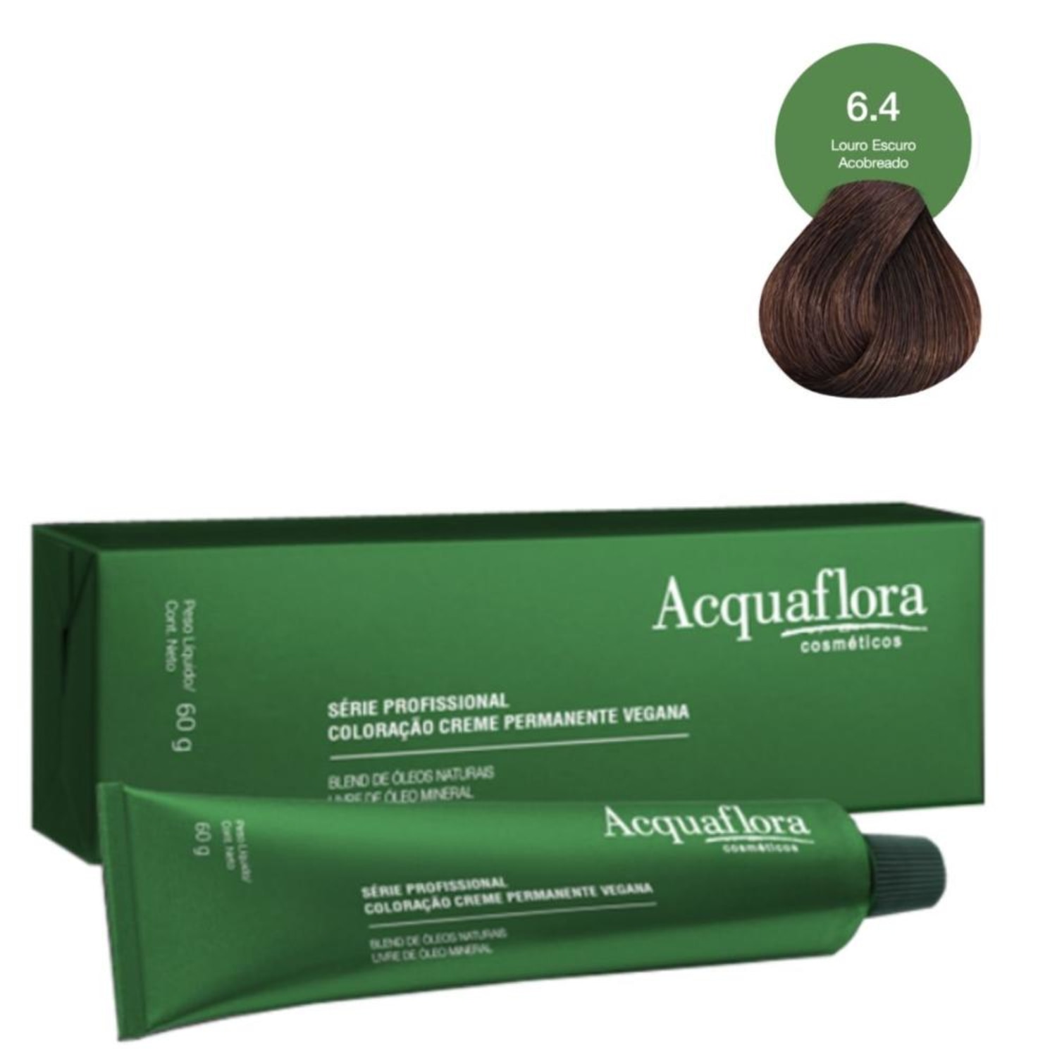 Acquaflora Vegana 6.4 Louro Escuro Acobreado - Coloração Permanente 60g