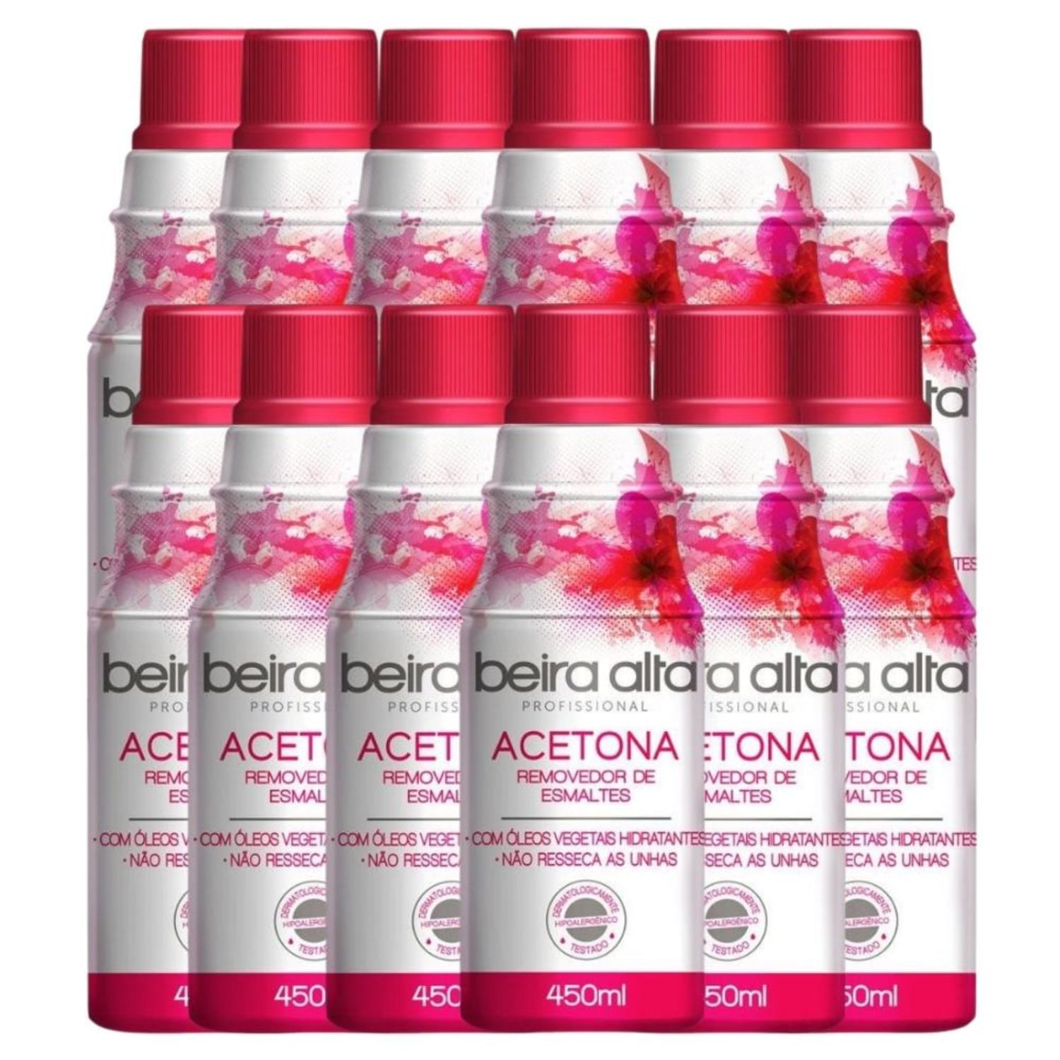 Kit Removedores de Esmaltes Acetona Beira Alta 450ml C/12