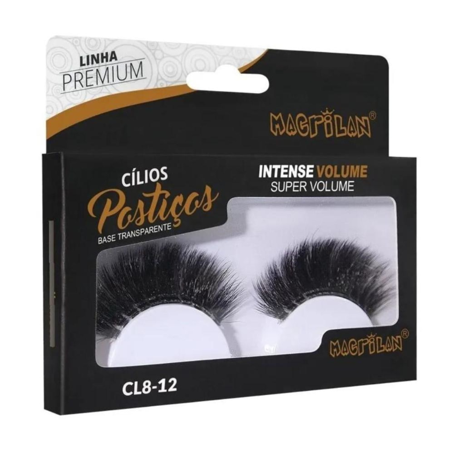 Cílios Postiços Macrilan Intense Volume Super Volume Linha Premium Cl8-12