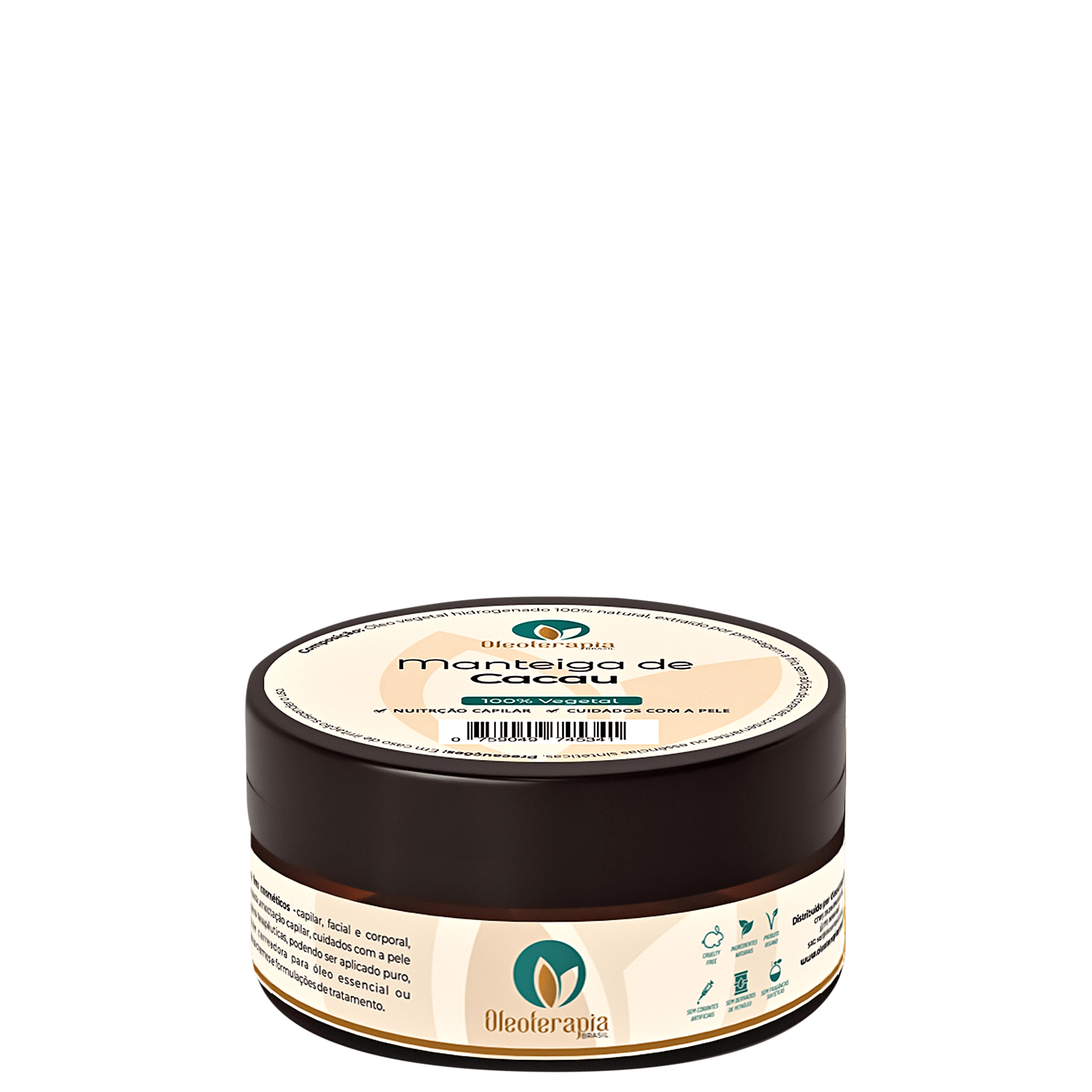 Oleoterapia Brasil Manteiga de Cacau Pura - Manteiga Corporal e Capilar 30g