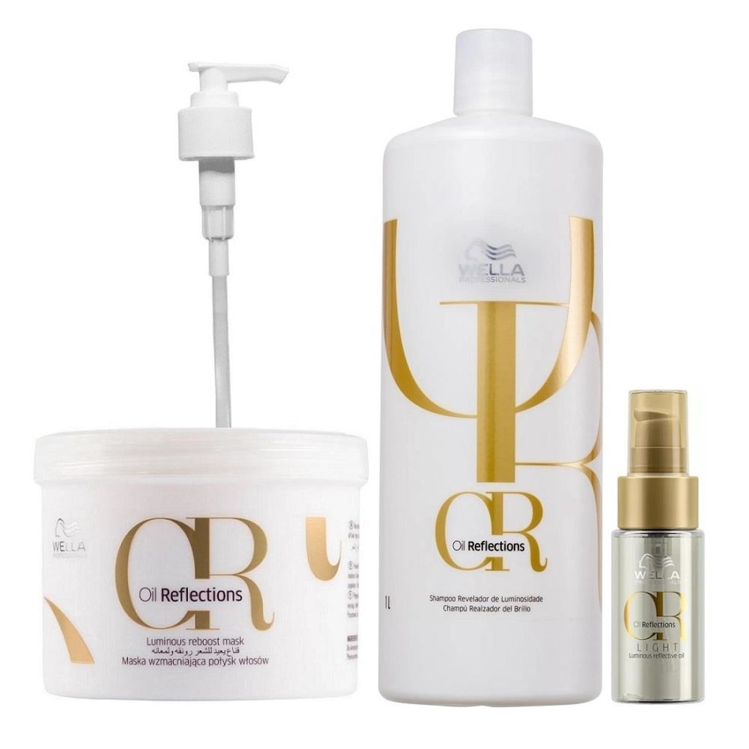 Kit Wella Professionals Oil Reflections Salon Shine Light + Pump (4 Produtos)