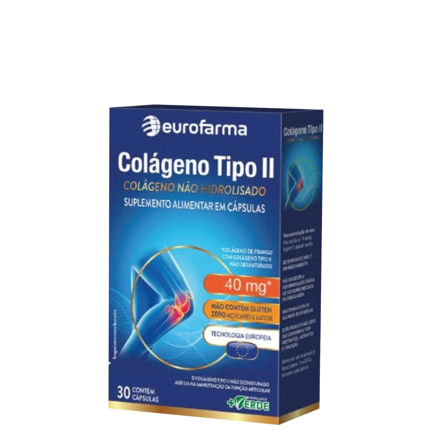 Eurofarma Colágeno Tipo II Não Hidrolisado 40mg  - Suplemento Alimentar (30 cápsulas)