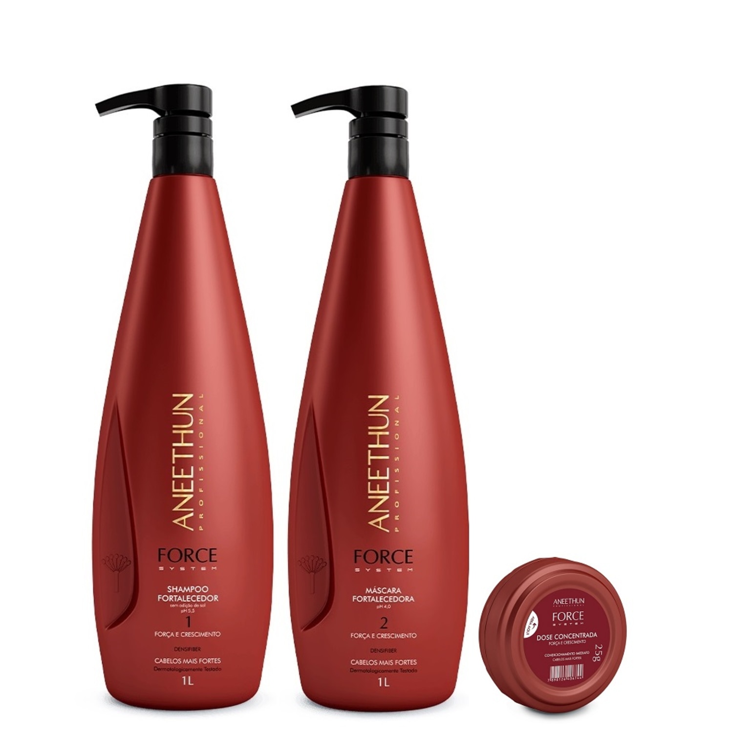 Kit Aneethun Force System - Shampoo 1000ml + Mascara 1000ml + Dose Concentrada 25g