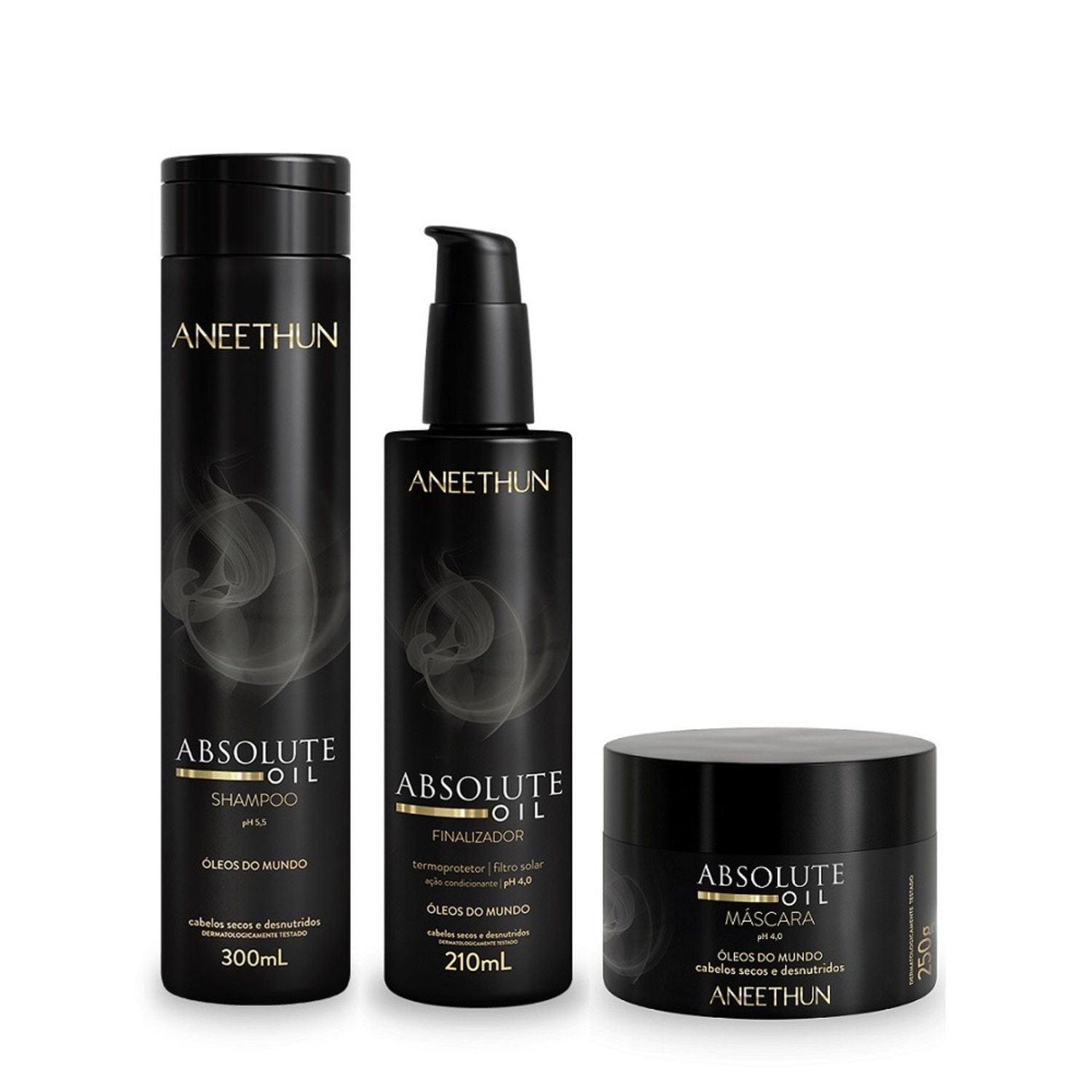 Kit Aneethun Absolute Oil Shampoo 300ml + Máscara 250g + Finalizador 210ml