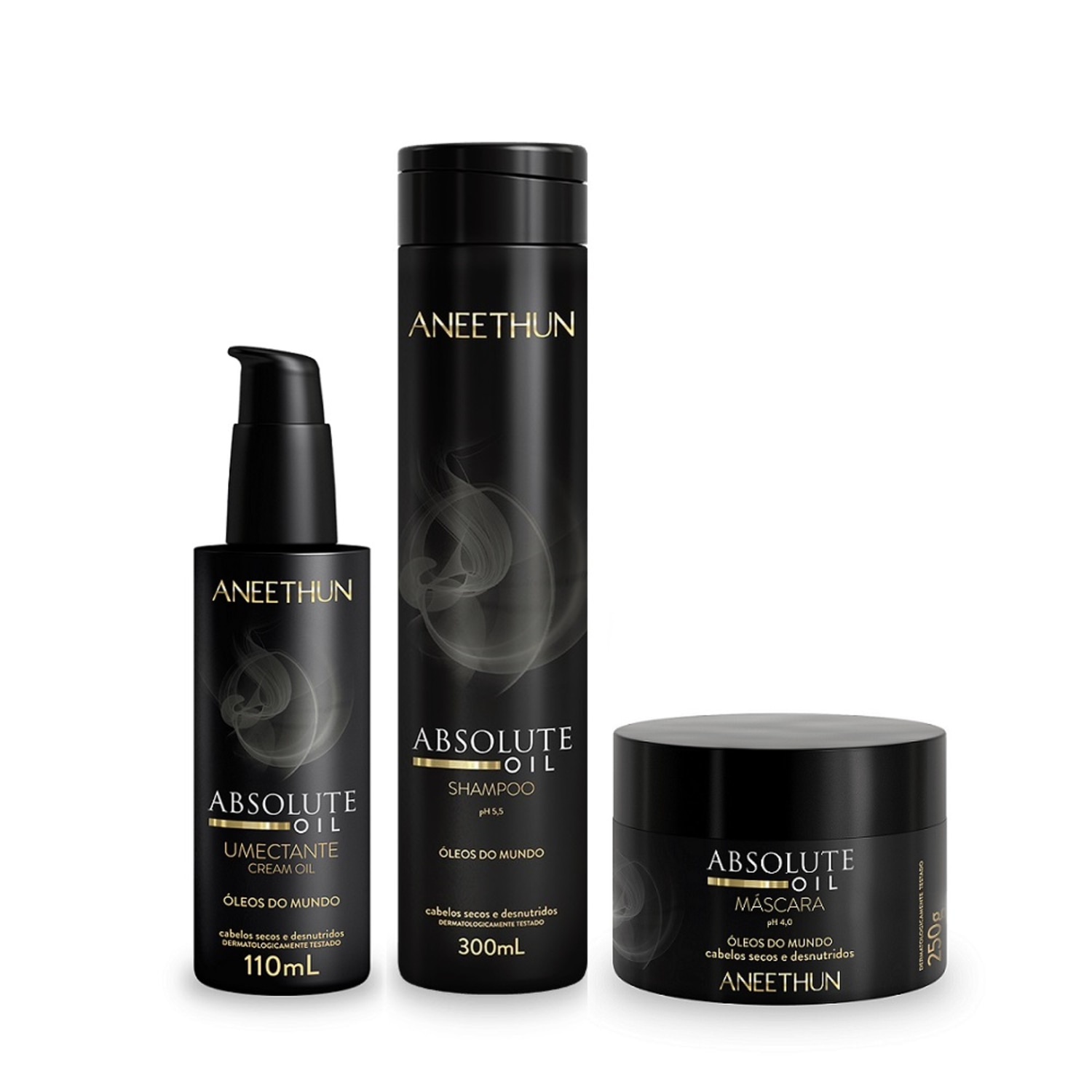 Kit Aneethun Absolute Oil Shampoo 300ml + Máscara 250g + Umectante 110ml