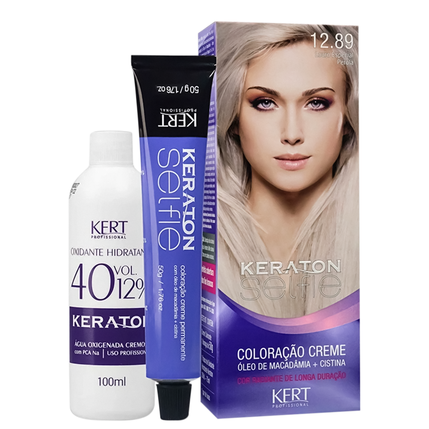 Kit Keraton Selfie 12.89 Louro Especial Pérola + Oxigenada (2 Produtos)