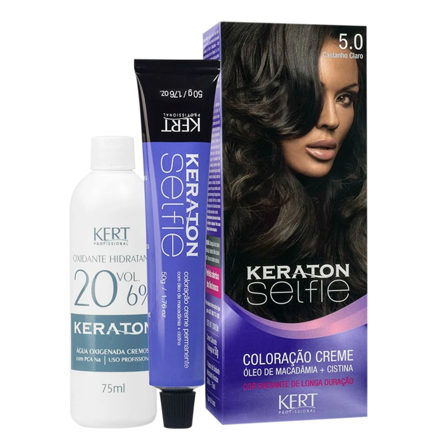 Kit Keraton Selfie 5.0 Castanho Claro + Oxigenada (2 Produtos)