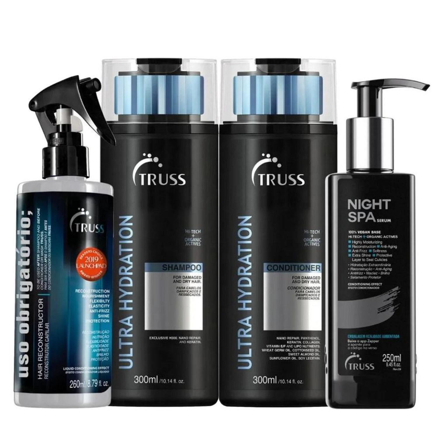 Kit TRUSS Ultra Hydration + Night Spa + Uso Obrigatório (4 Produtos)