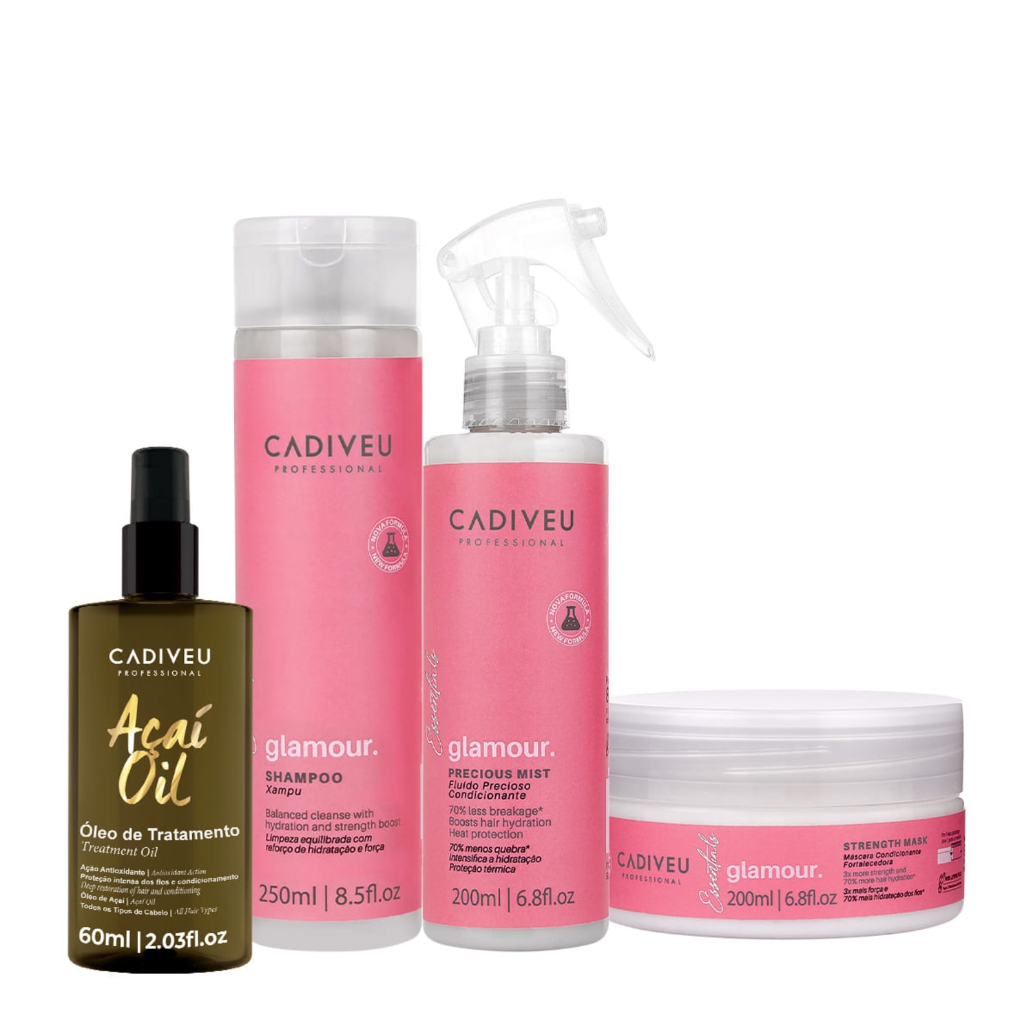 Kit Cadiveu Professional Essentials Glamour Açaí Oil Treatment Plus (4 Produtos)