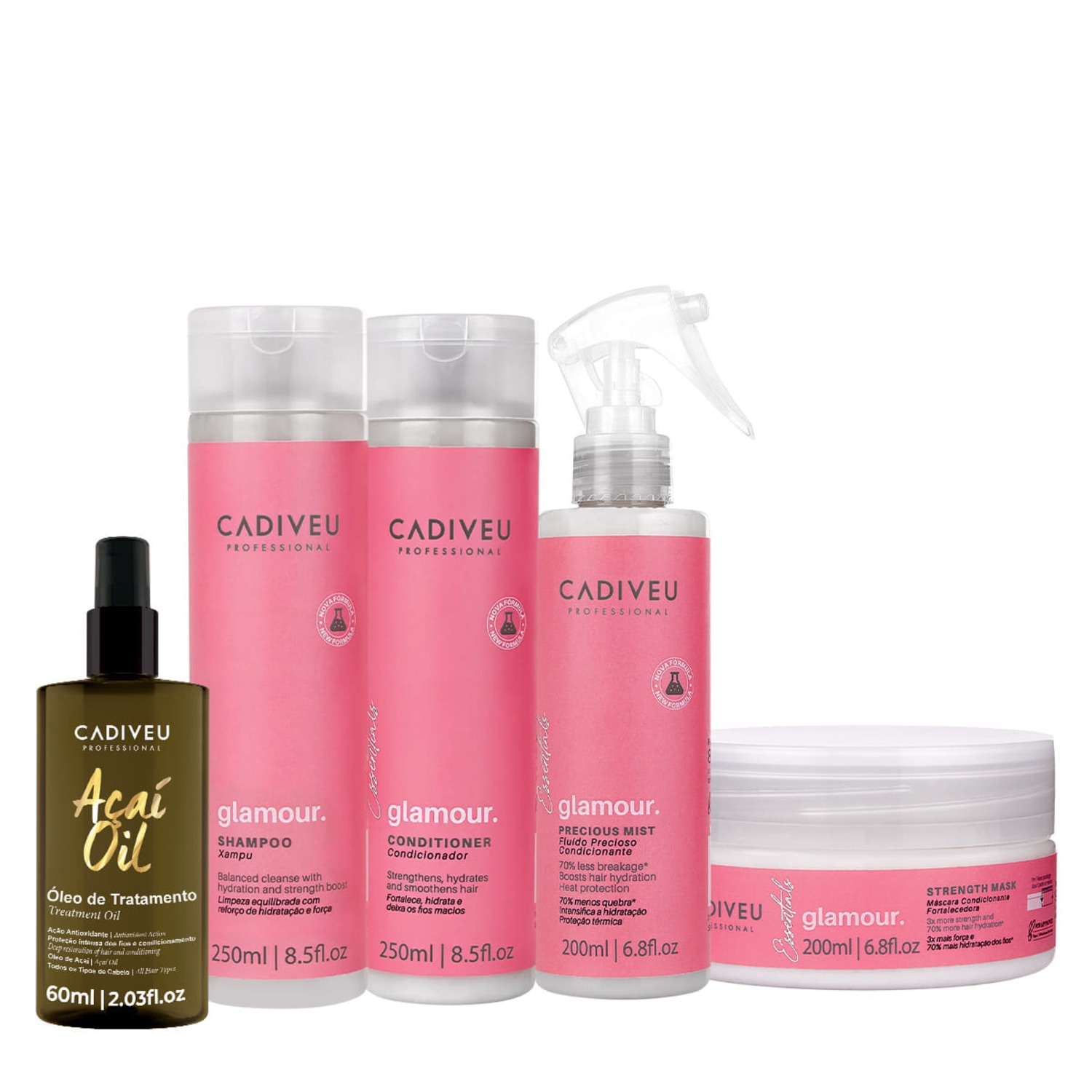 Kit Cadiveu Professional Essentials Glamour + Açaí Oil (5 Produtos)