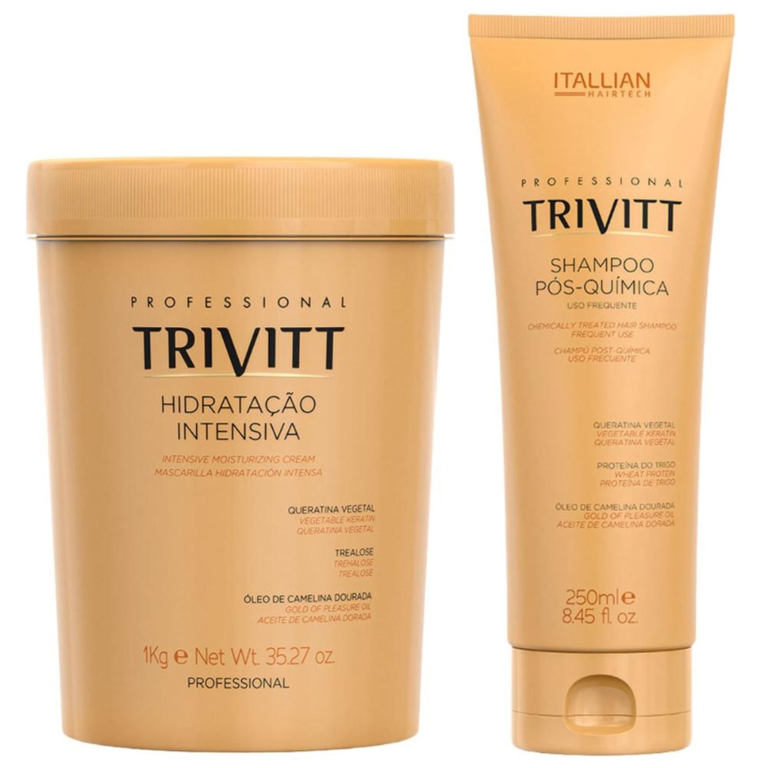 Trivitt - Kit Hidratação Intensiva 1kg e Shampoo Pós-Química para uso frequente 250ml