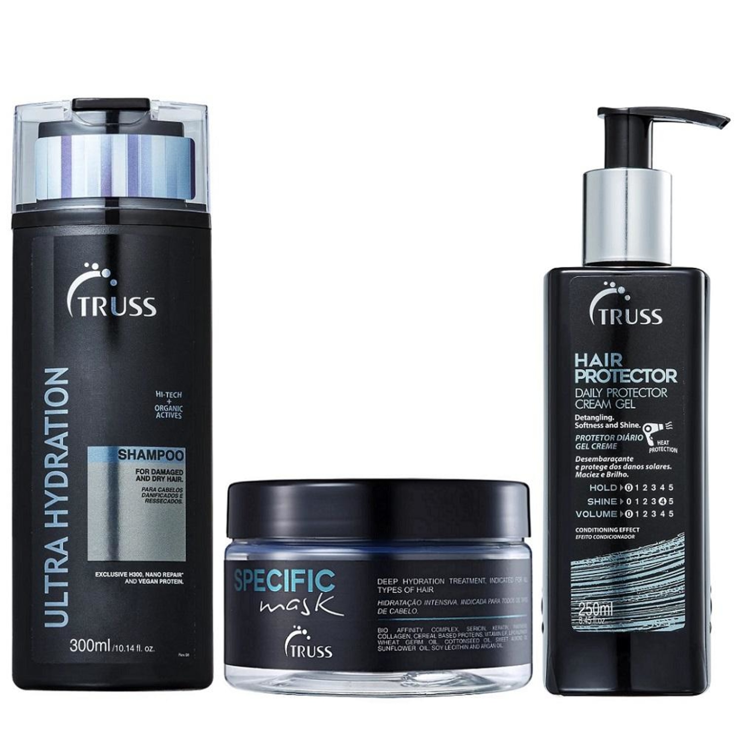 Kit TRUSS Ultra Hydration + Hair Protector + Specific Mask (3 Produtos)
