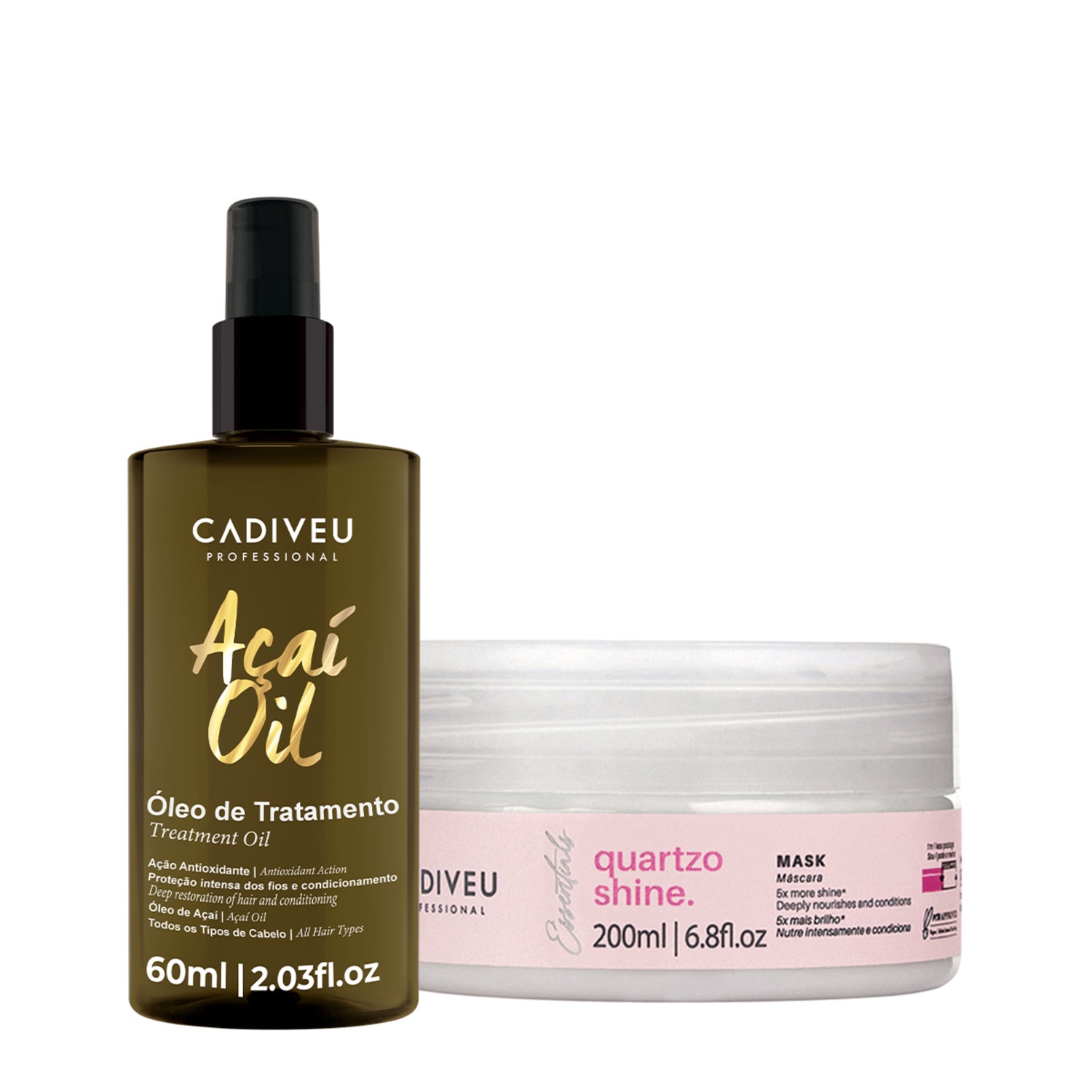 Kit Cadiveu Professional Essentials Quartzo Shine Mask + Açaí Oil (2 Produtos)