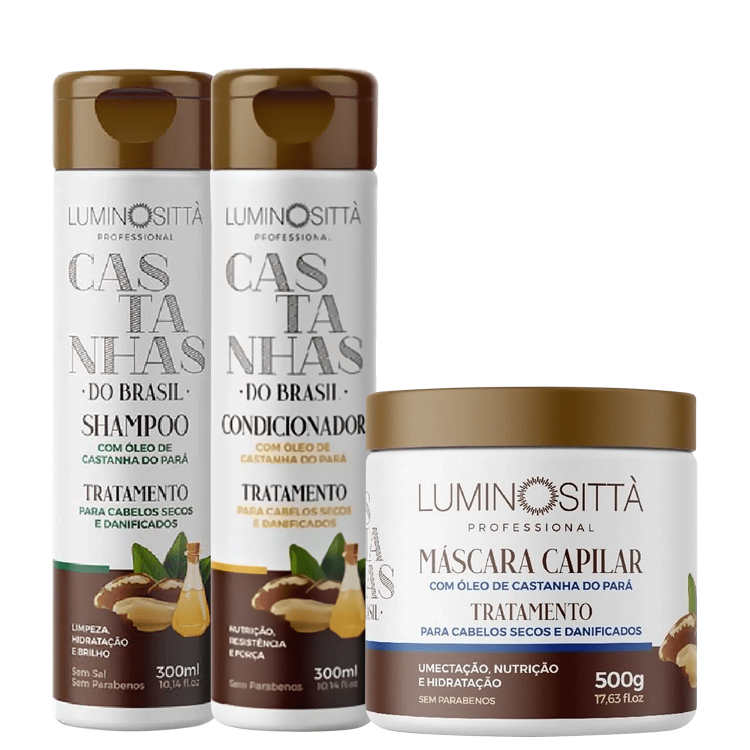 Kit Luminosittà Professional Castanhas do Brasil Trio (3 Produtos)