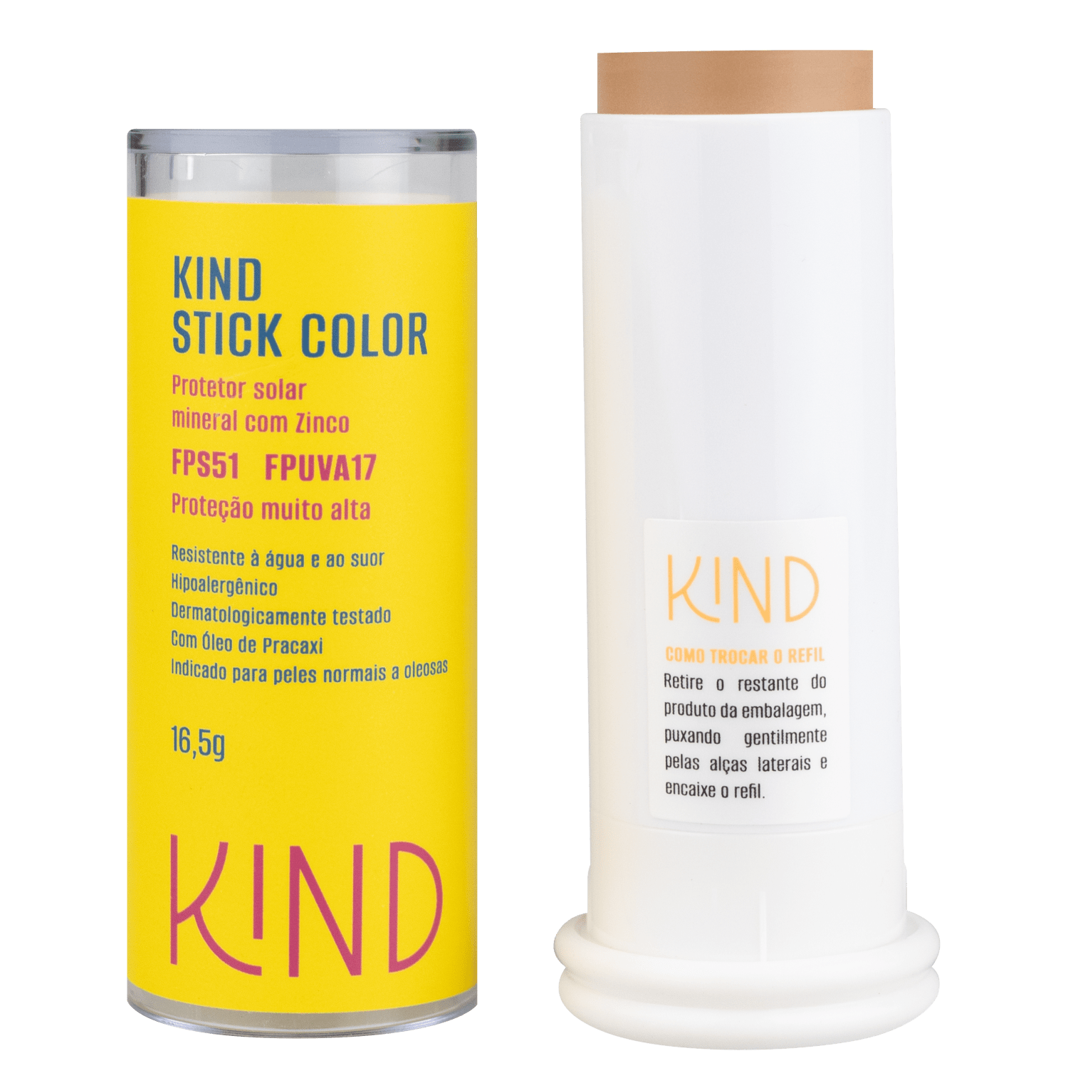 Kind Stick Color Mineral com Zinco FPS51 K70 - Protetor Solar Facial com Cor 16,5g
