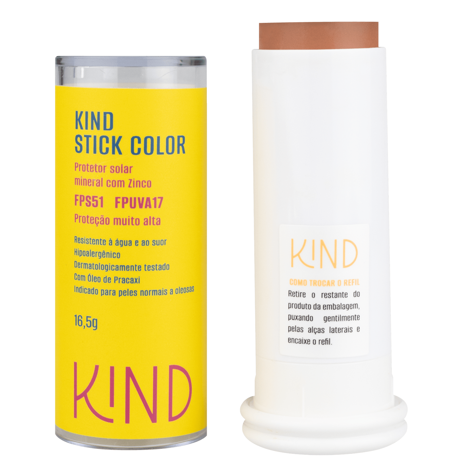 Kind Stick Color Mineral com Zinco FPS51 K140 - Protetor Solar Facial com Cor 16,5g