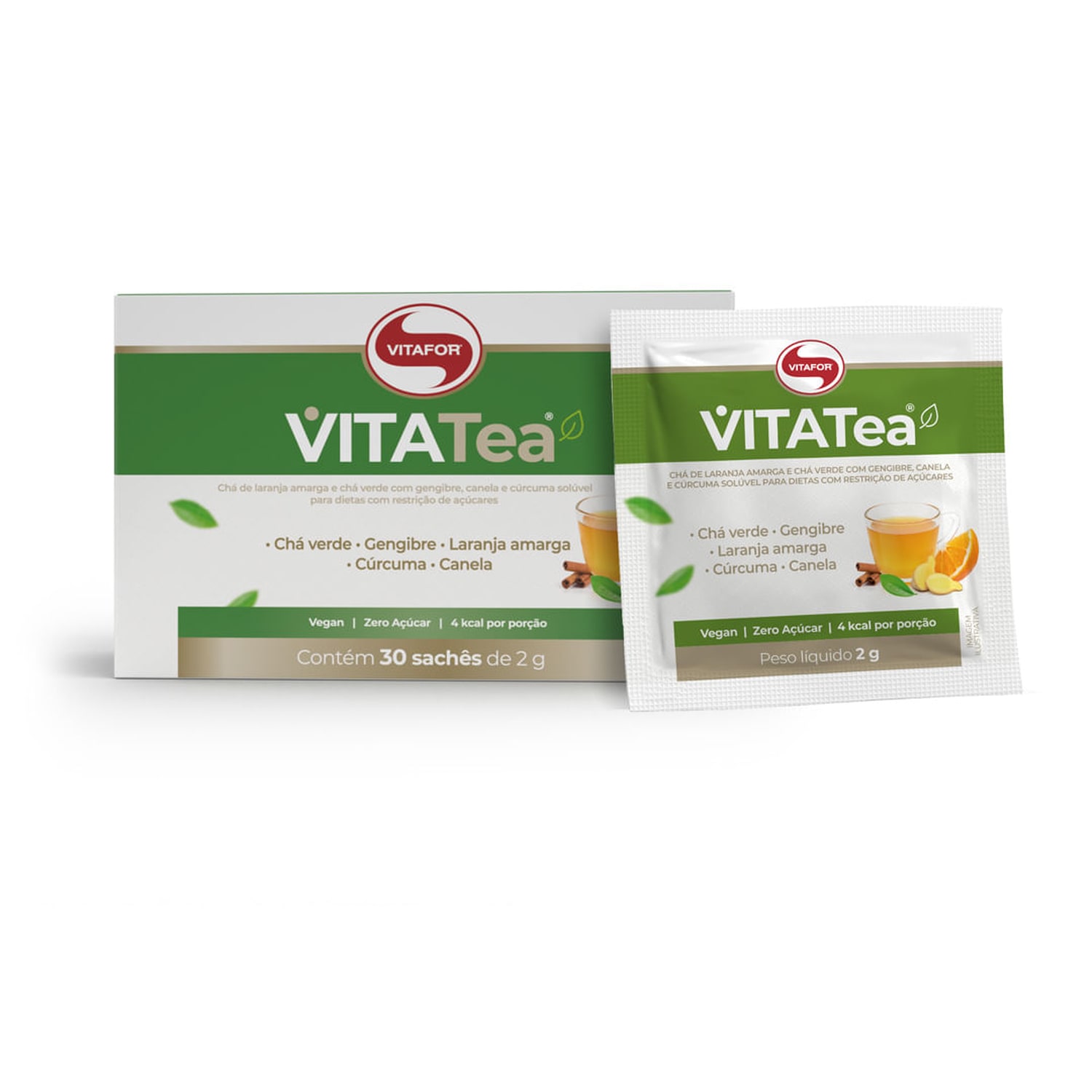 Vitatea Chá Solúvel de Laranja Amarga e Chá verde 30 sachês 2g Vitafor