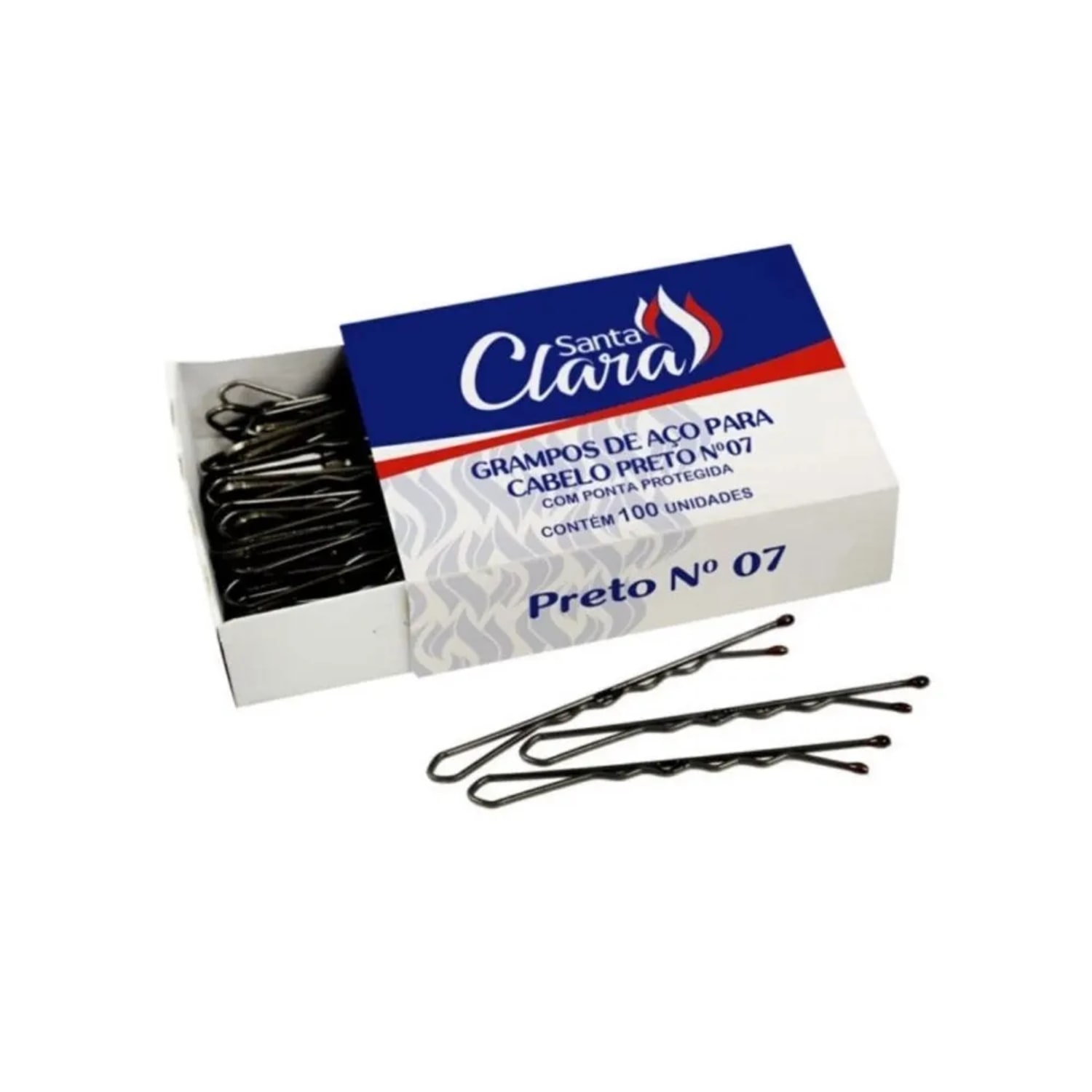 Santa Clara Preto Nº7 - Grampos De Cabelo (100 Unidades)