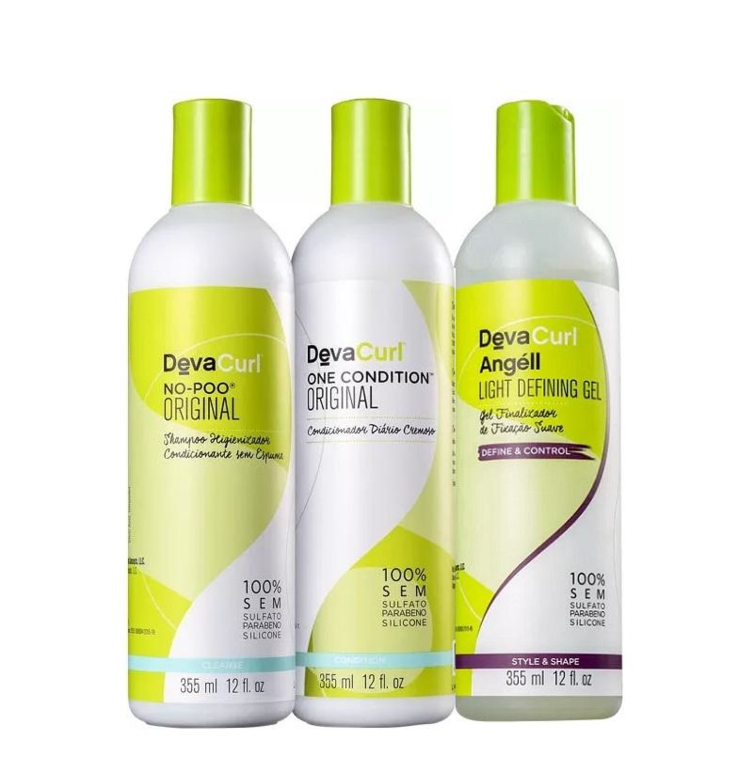 Kit Deva Curl No-Poo + One Condition + Angéll (3 Produtos)